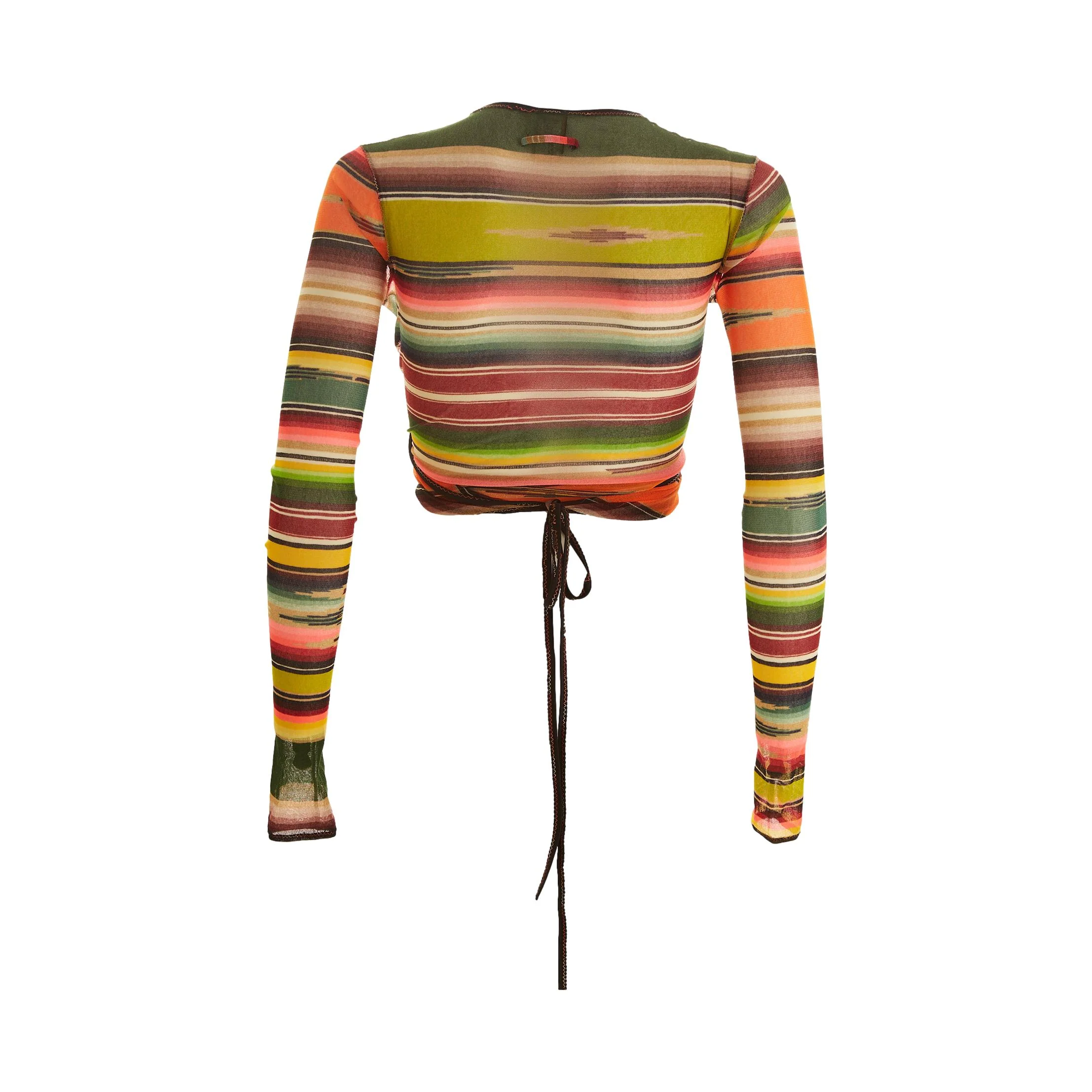 Jean Paul Gaultier Multicolor Striped Mesh Tie Top - Image 4