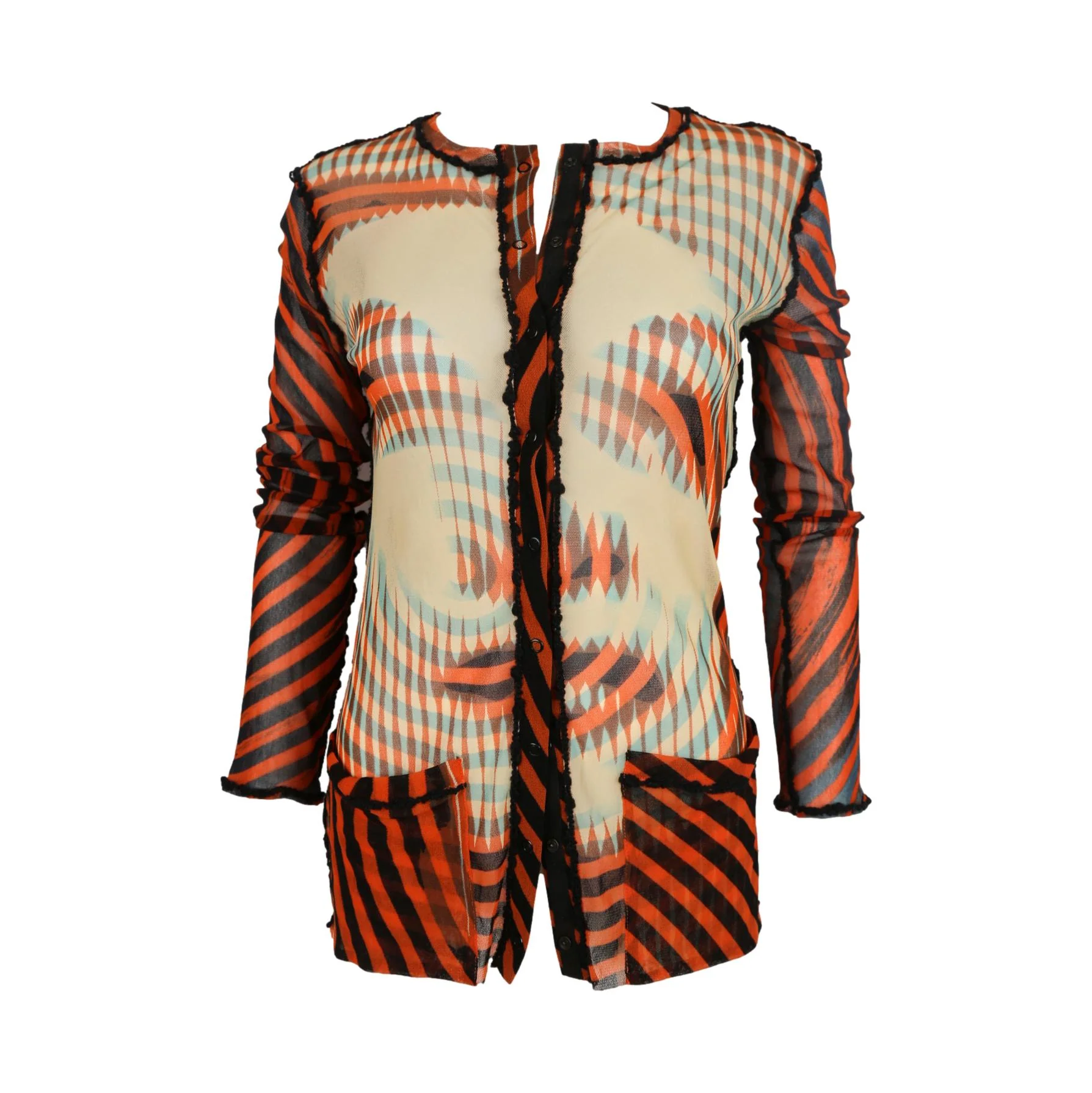 Jean Paul Gaultier Orange Mesh Cardigan