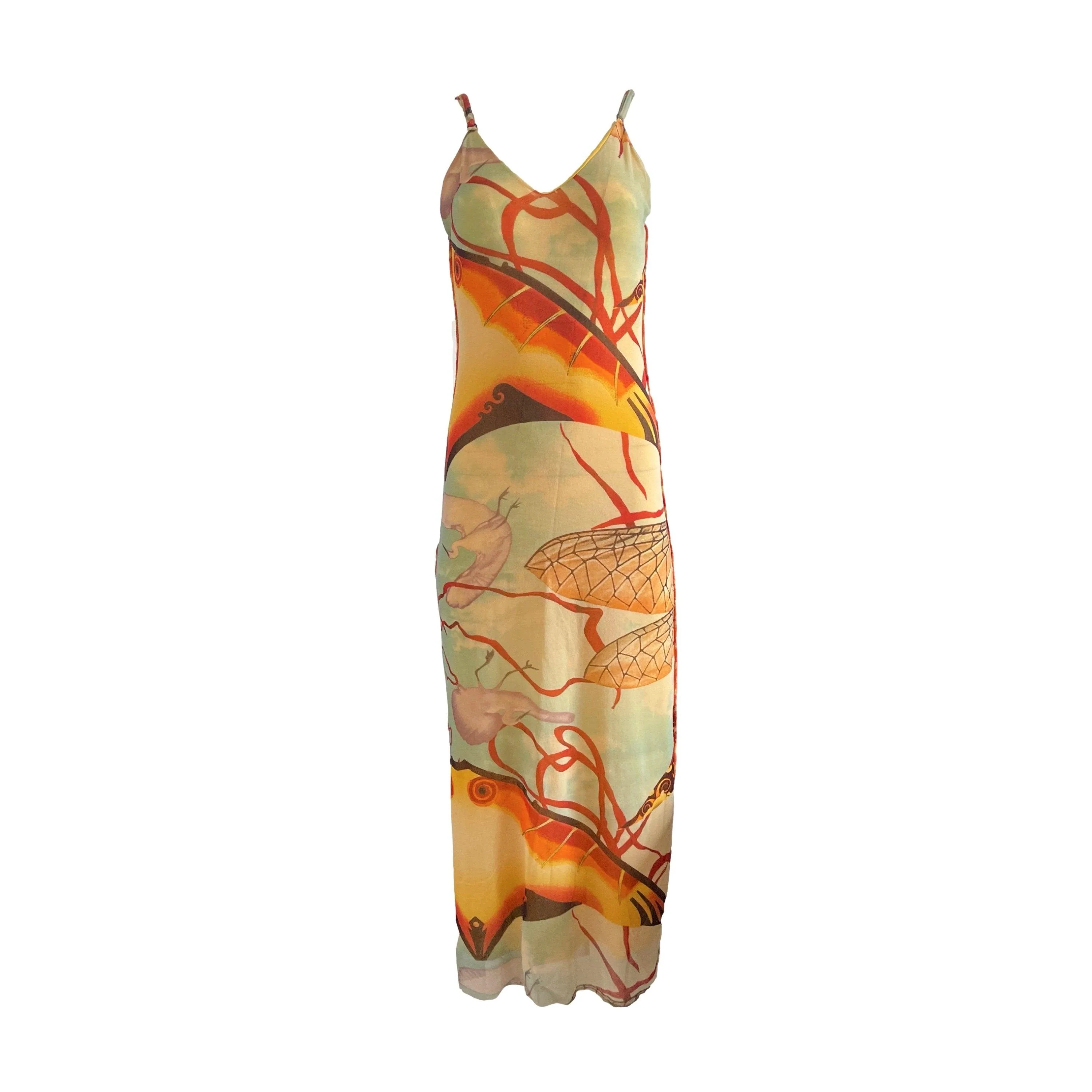 Jean Paul Gaultier Orange Print Maxi Dress