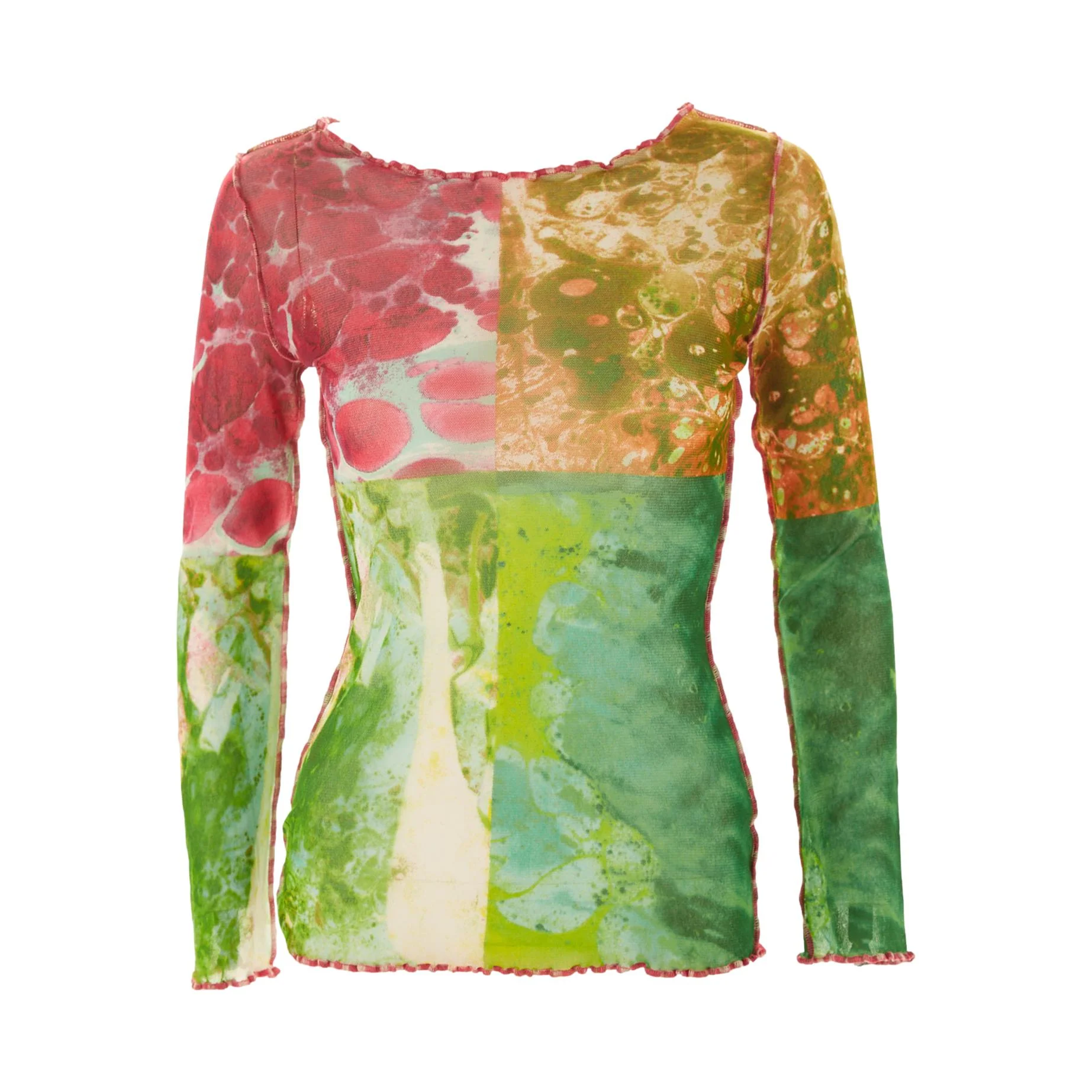 Jean Paul Gaultier Green Print Mesh Top
