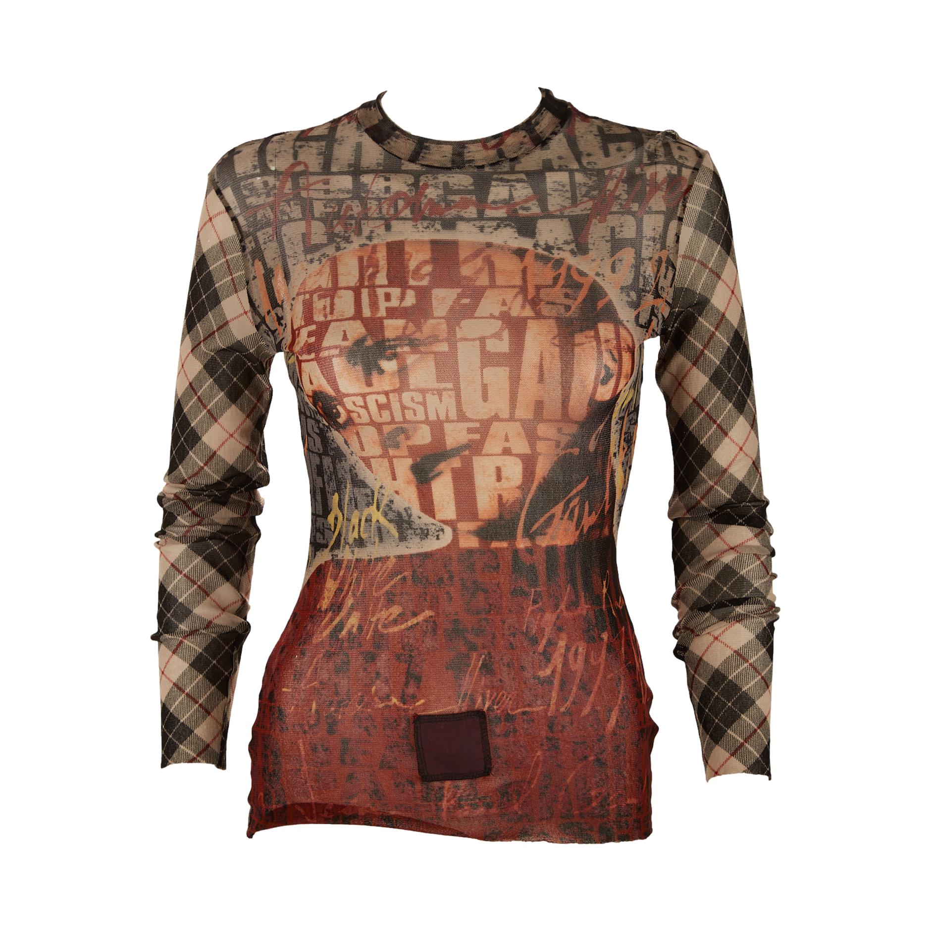 Jean Paul Gaultier Plaid Mesh Top