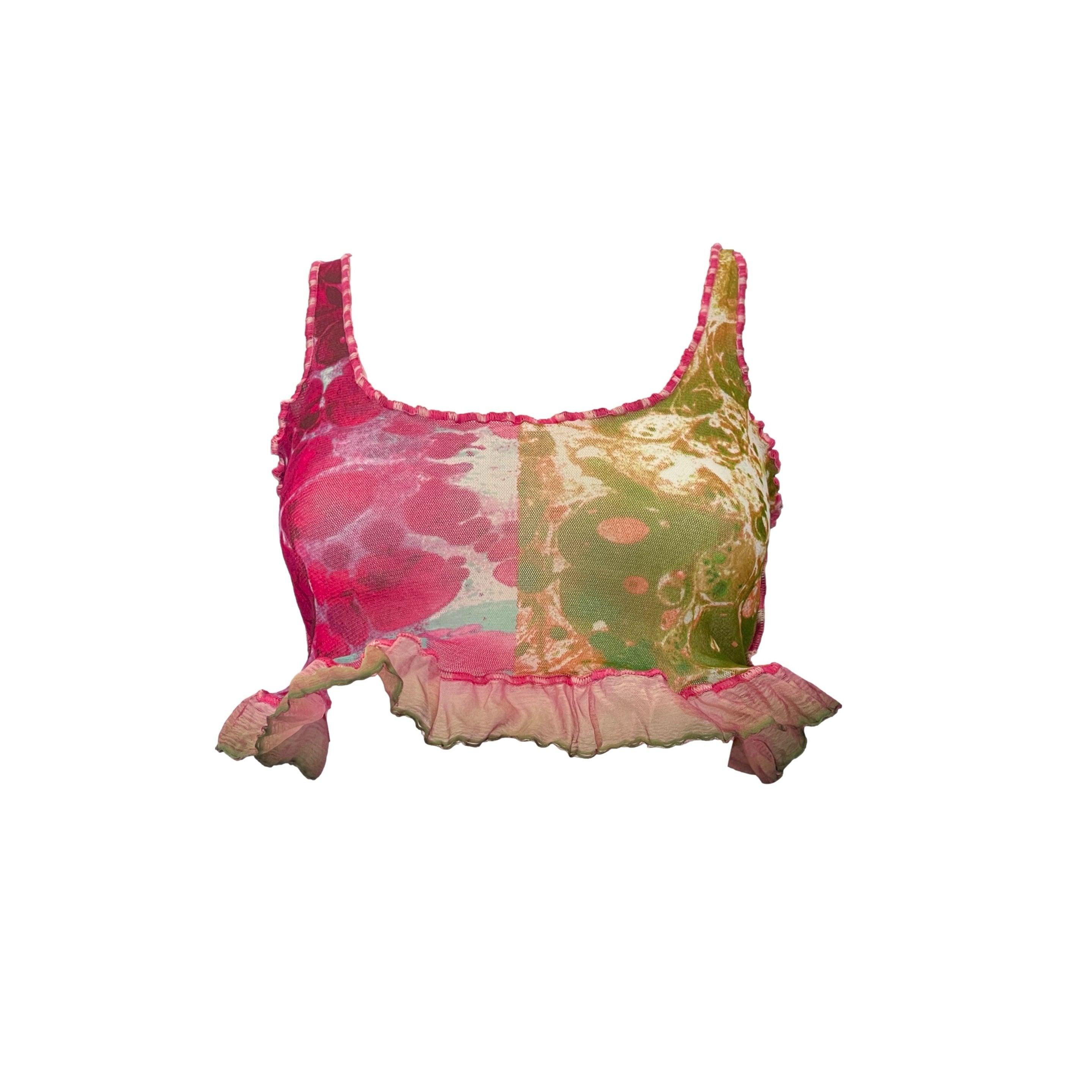 Jean Paul Gaultier Print Sheer Crop Tank