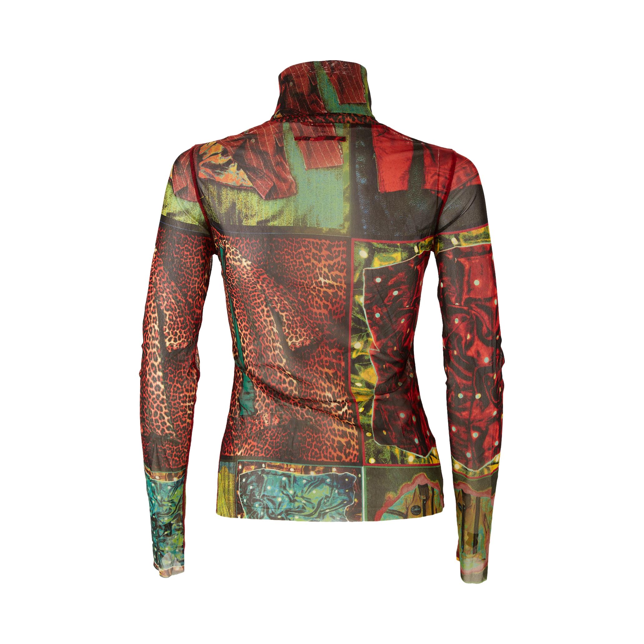 Jean Paul Gaultier Red Animal Print Mesh Top - Image 2