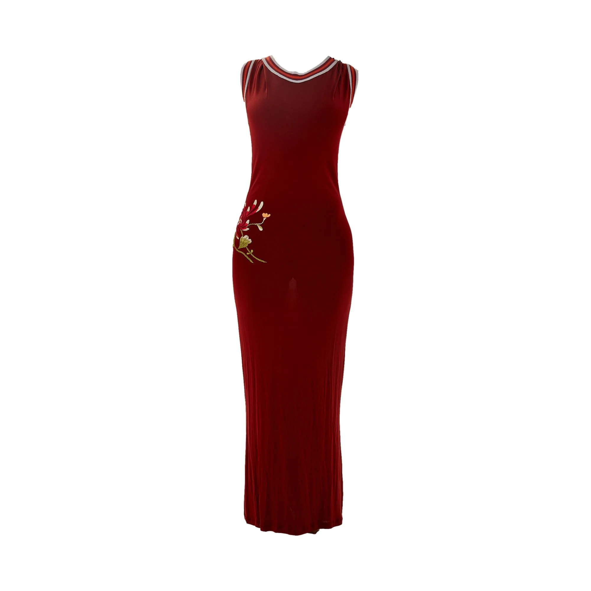 Jean Paul Gaultier Red Floral Embroidered Hooded Dress