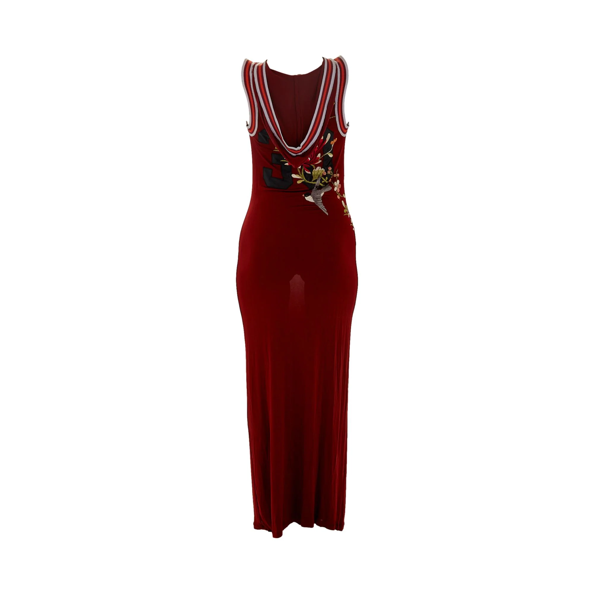 Jean Paul Gaultier Red Floral Embroidered Hooded Dress - Image 2