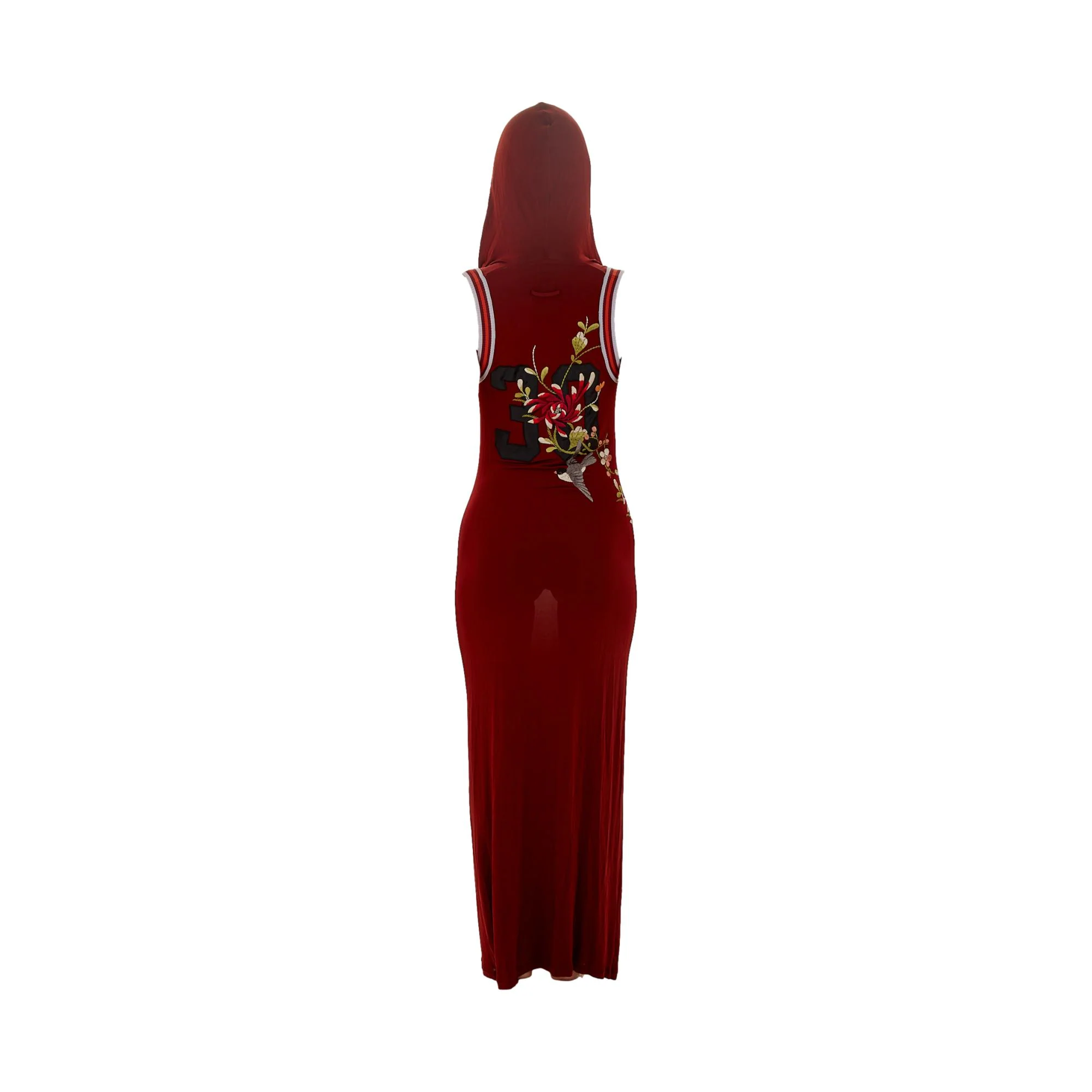 Jean Paul Gaultier Red Floral Embroidered Hooded Dress - Image 3