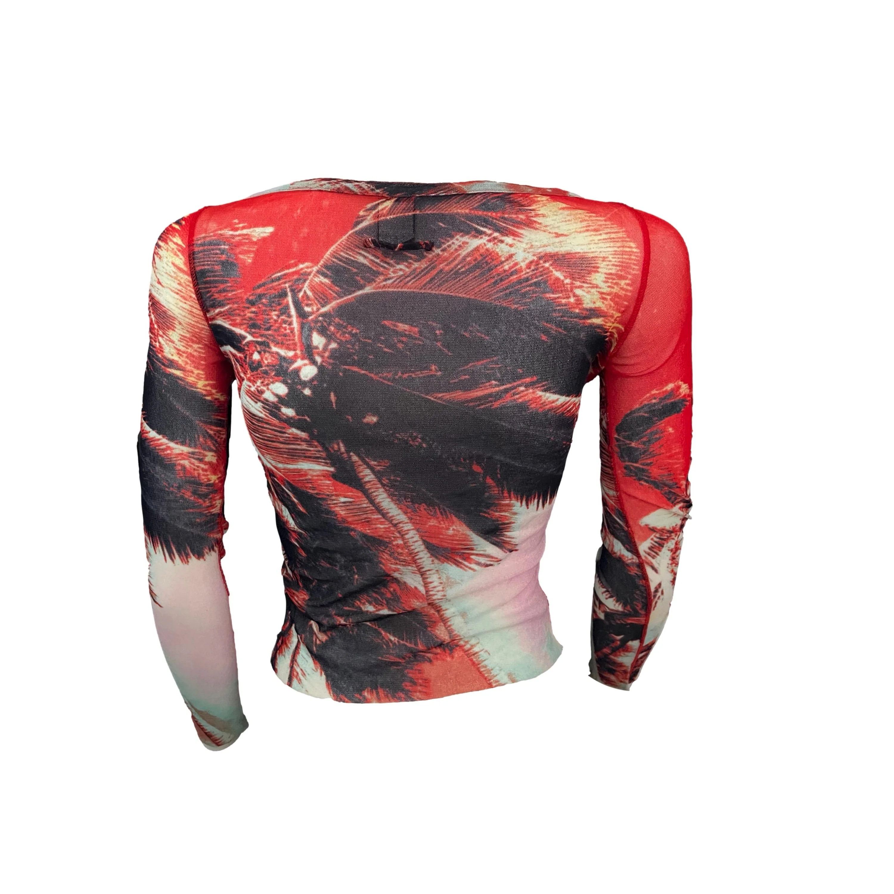 Jean Paul Gaultier Red Palm Mesh Long Sleeve - Image 2