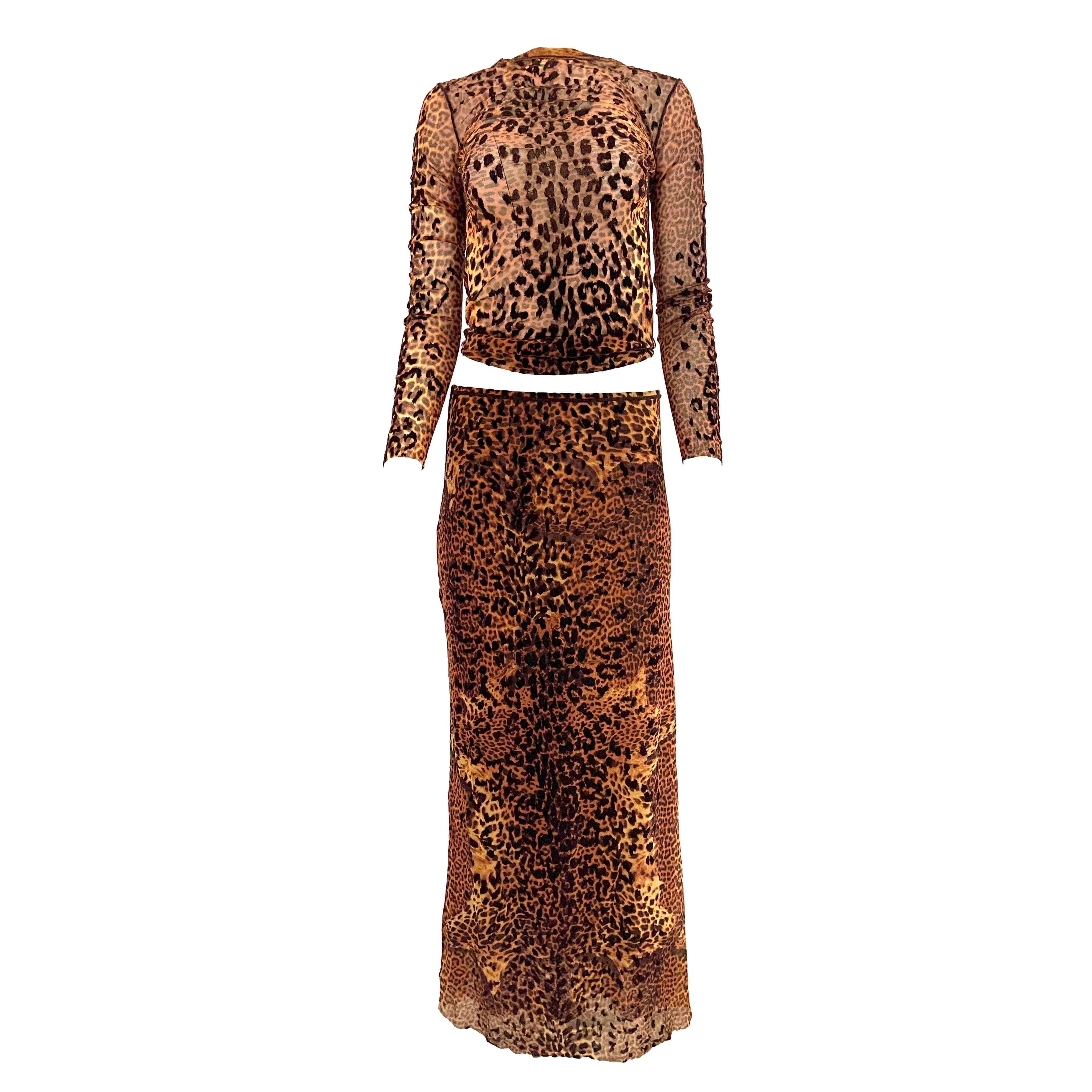 Jean Paul Gaultier Sheer Cheetah Print Skirt Set