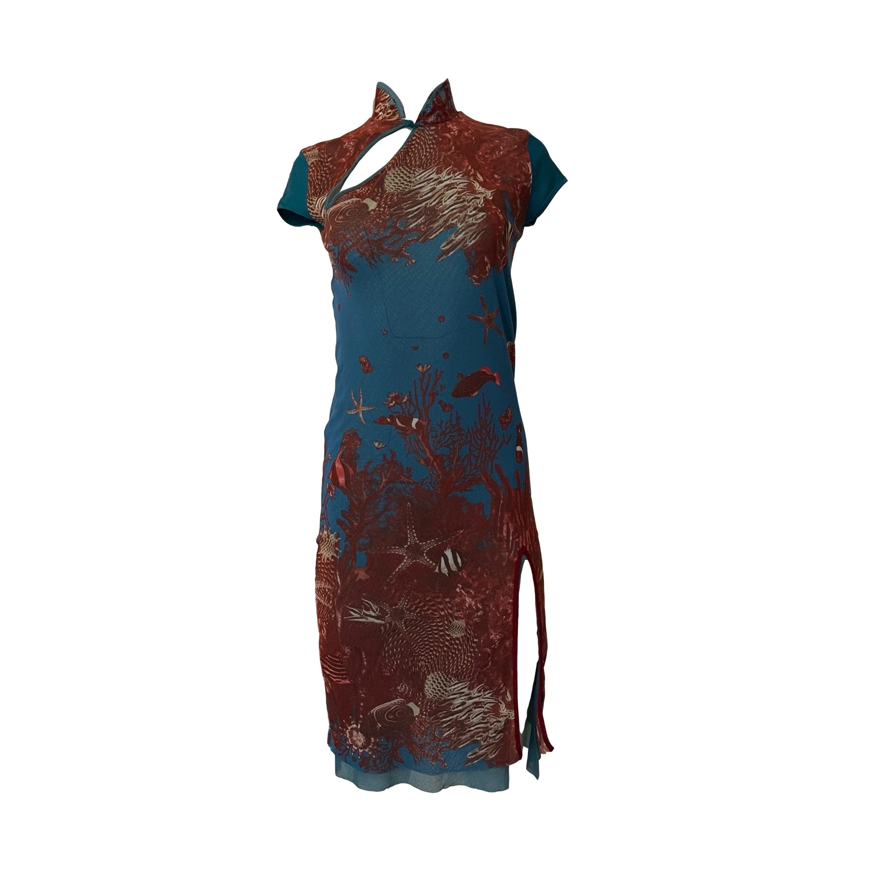 Jean Paul Gaultier Teal Aquarium Print Dress