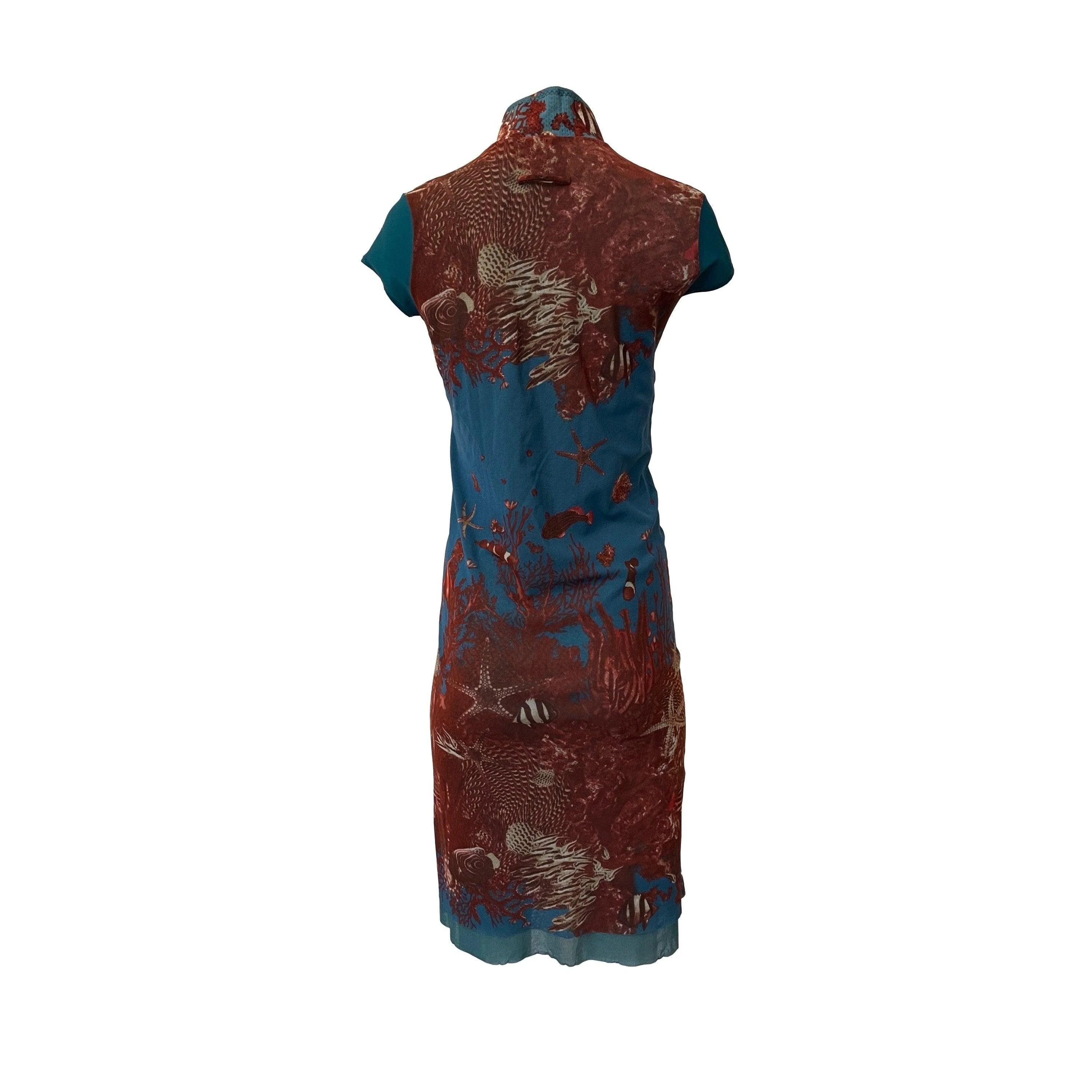 Jean Paul Gaultier Teal Aquarium Print Dress - Image 2
