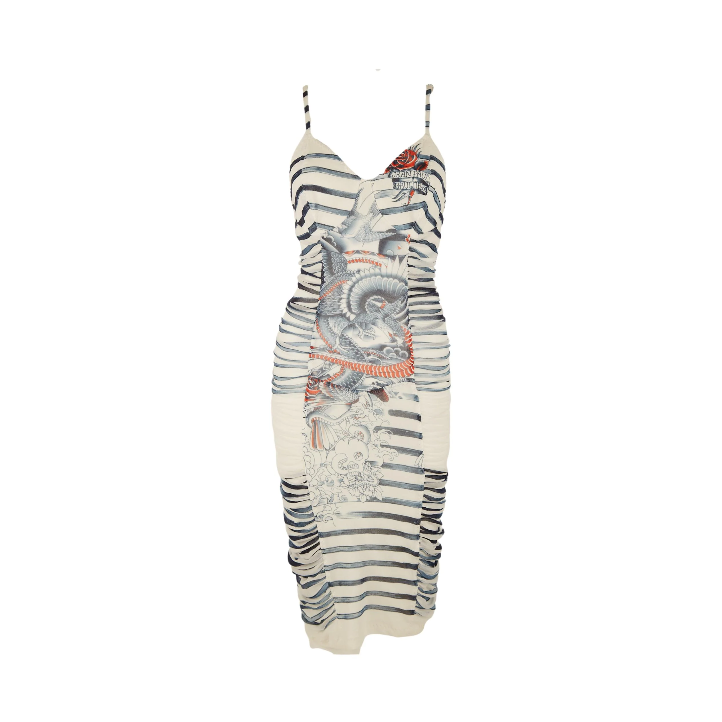 Jean Paul Gaultier White Tattoo Print Dress