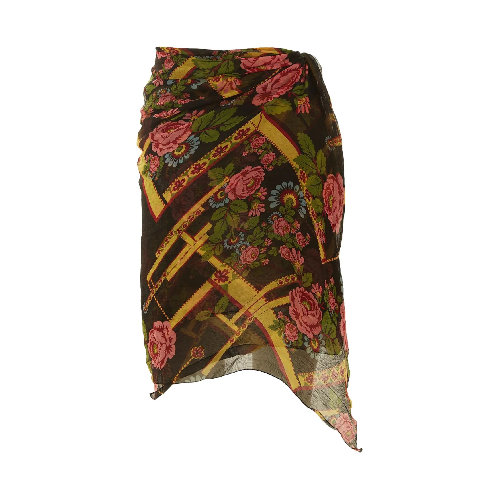 Galliano Black Floral Print Wrap - Image 2