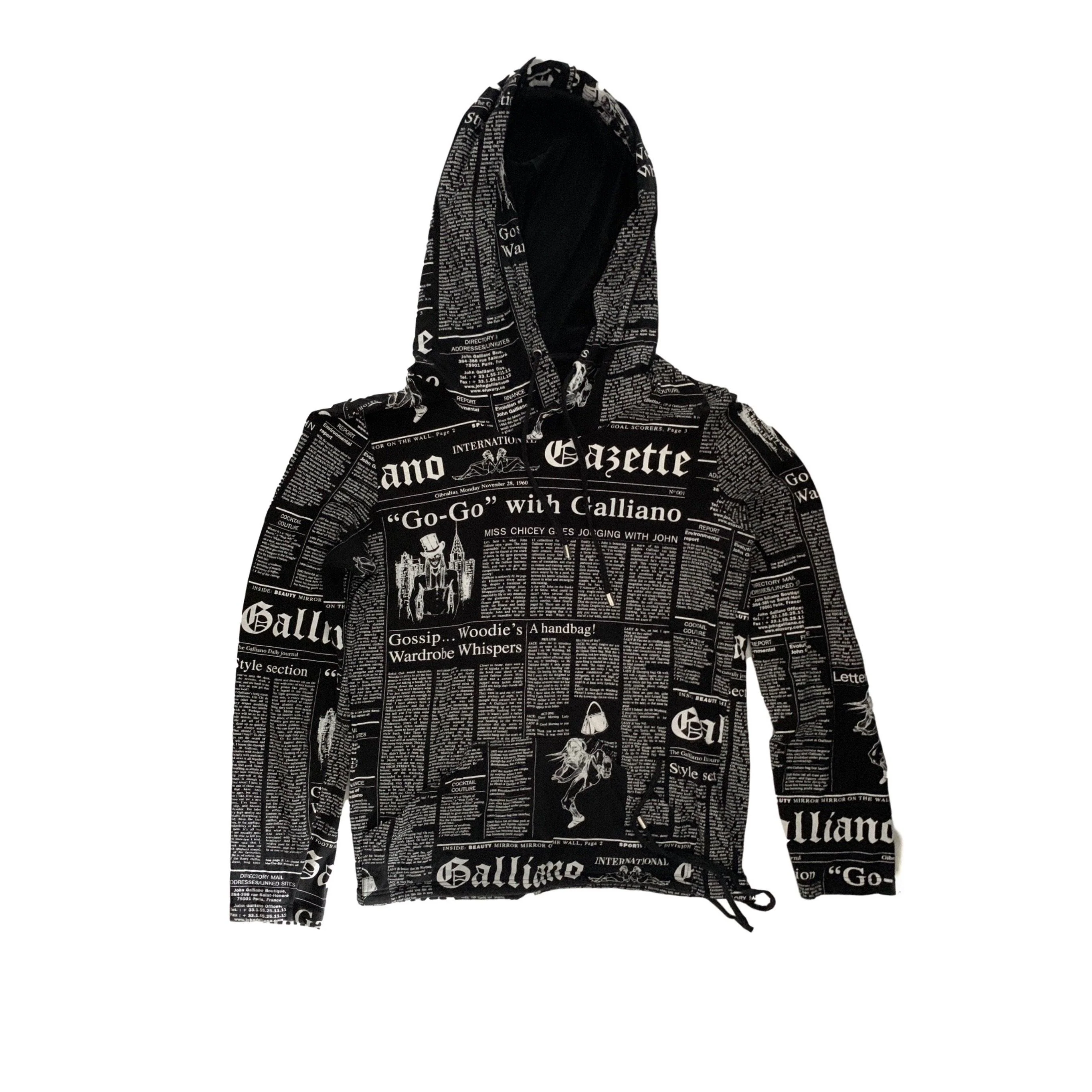 John Galliano Black Newsprint Hoodie