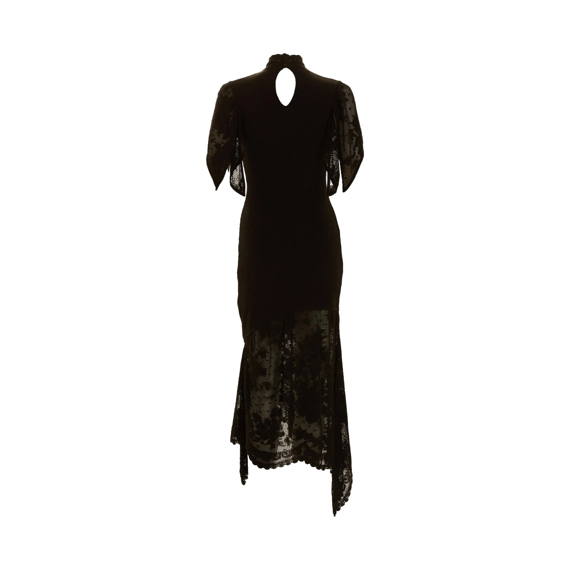 John Galliano Black Ribbed Lace Dress - Image 2
