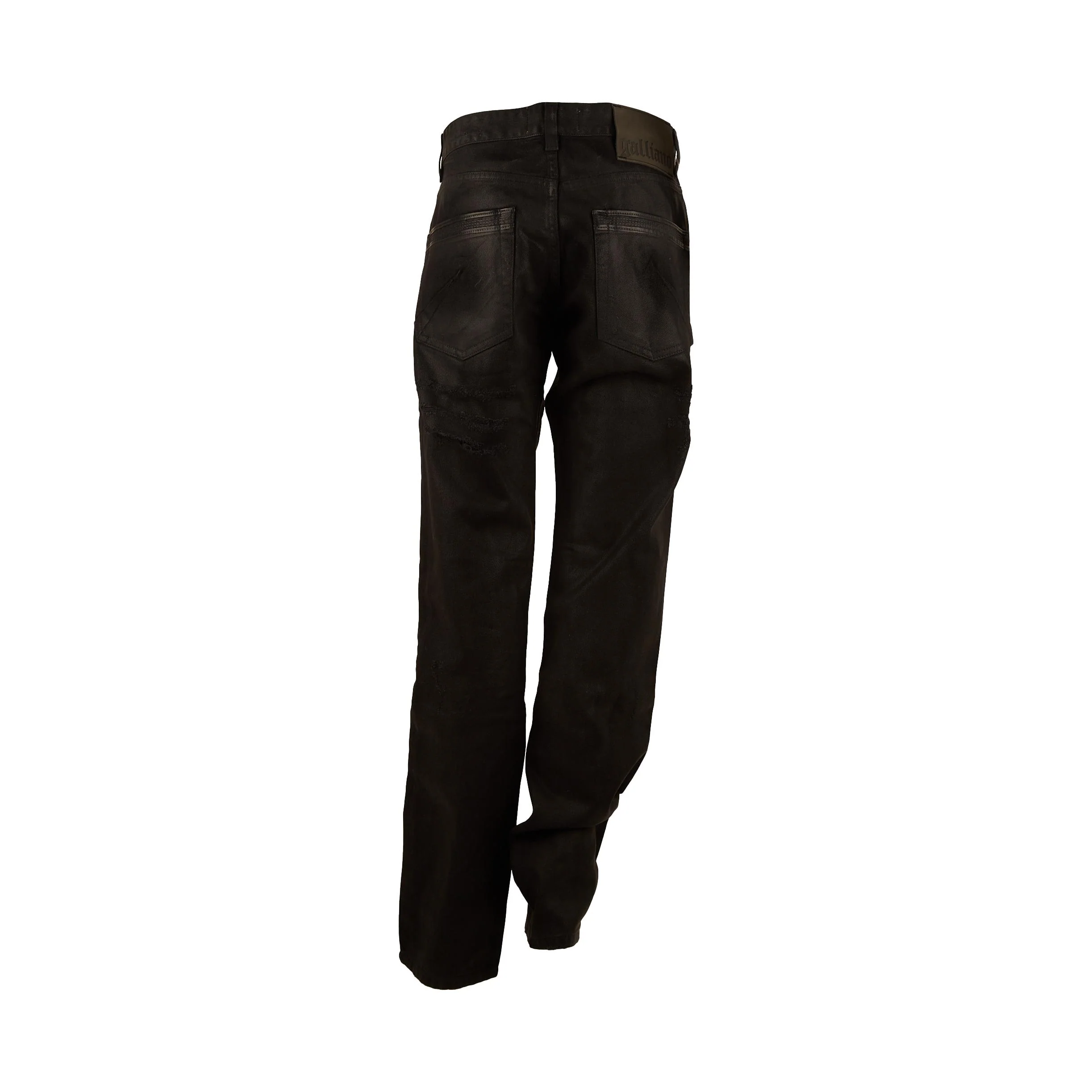 Galliano Black Waxed Denim Pants - Image 2