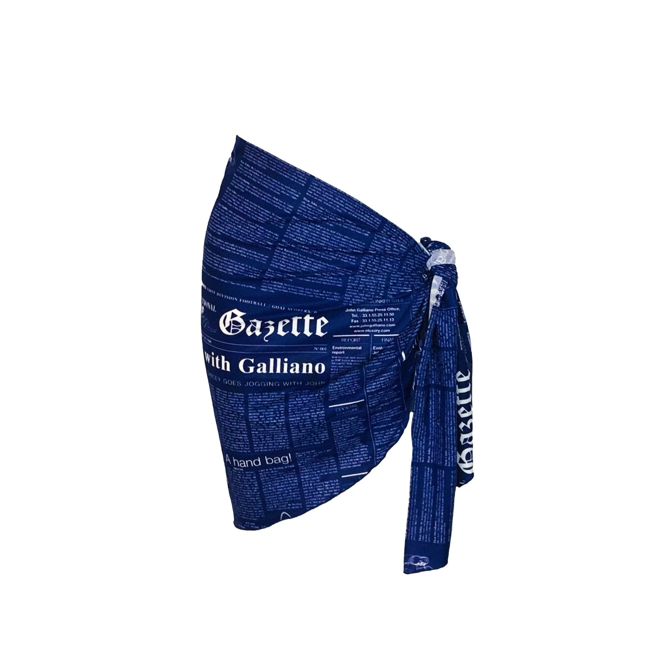 John Galliano Blue Newspaper Print Coverup Skirt