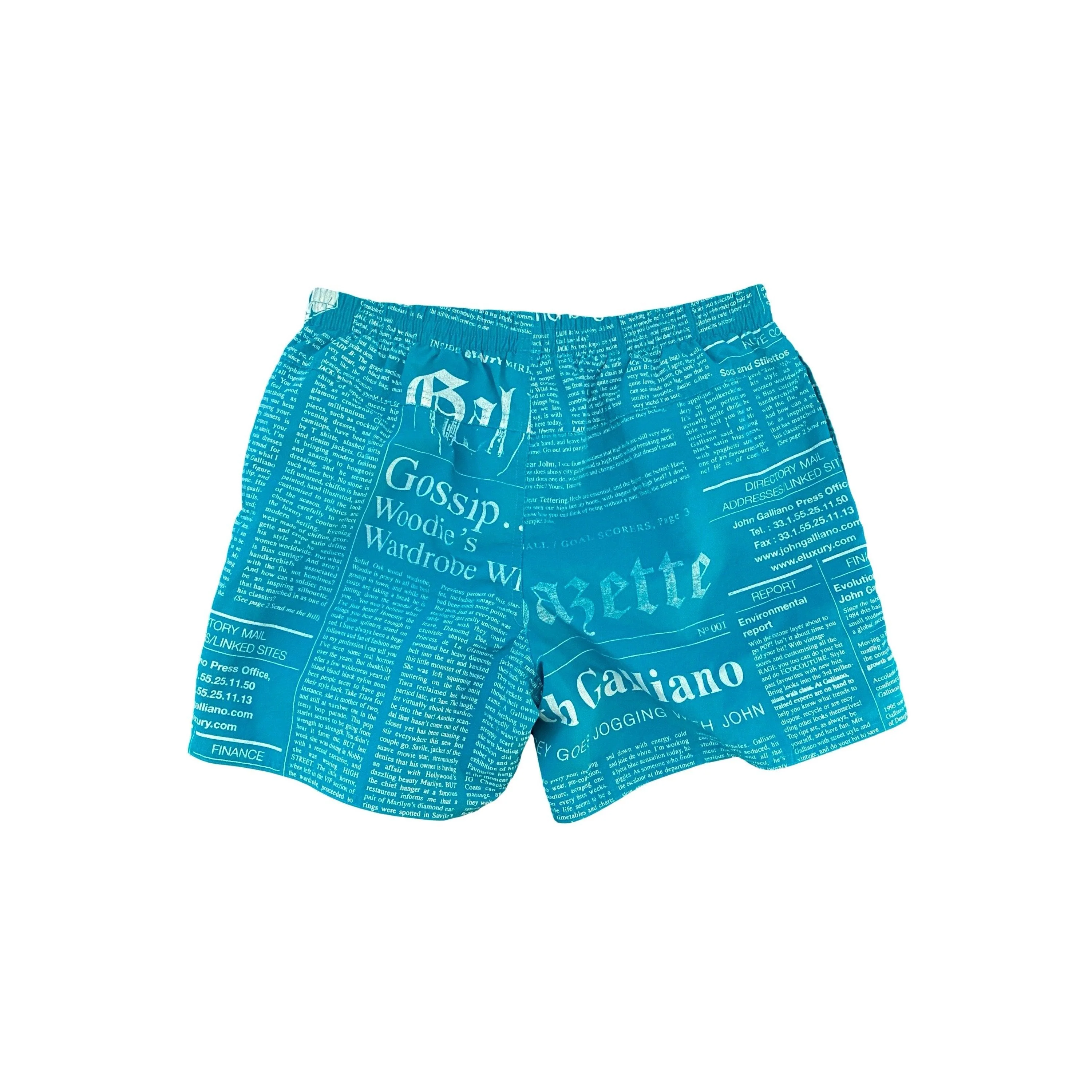 John Galliano Blue Newsprint Men Swim Trunks - Image 2