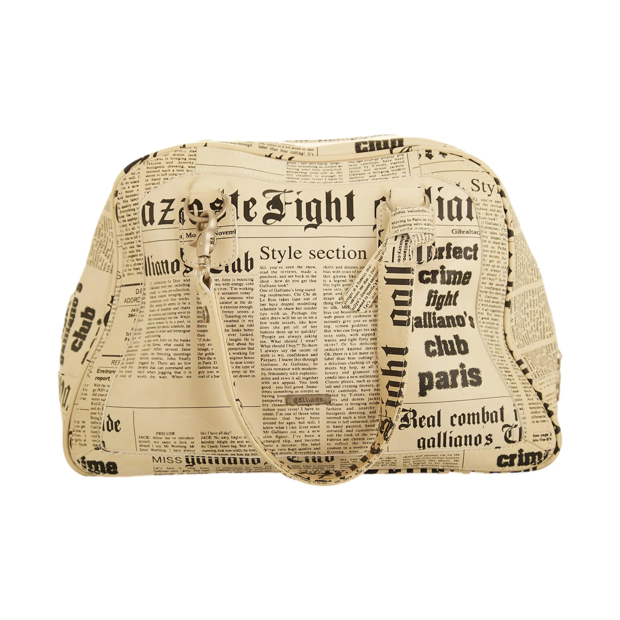 John Galliano Large  "Gazette" Newsprint Handbag