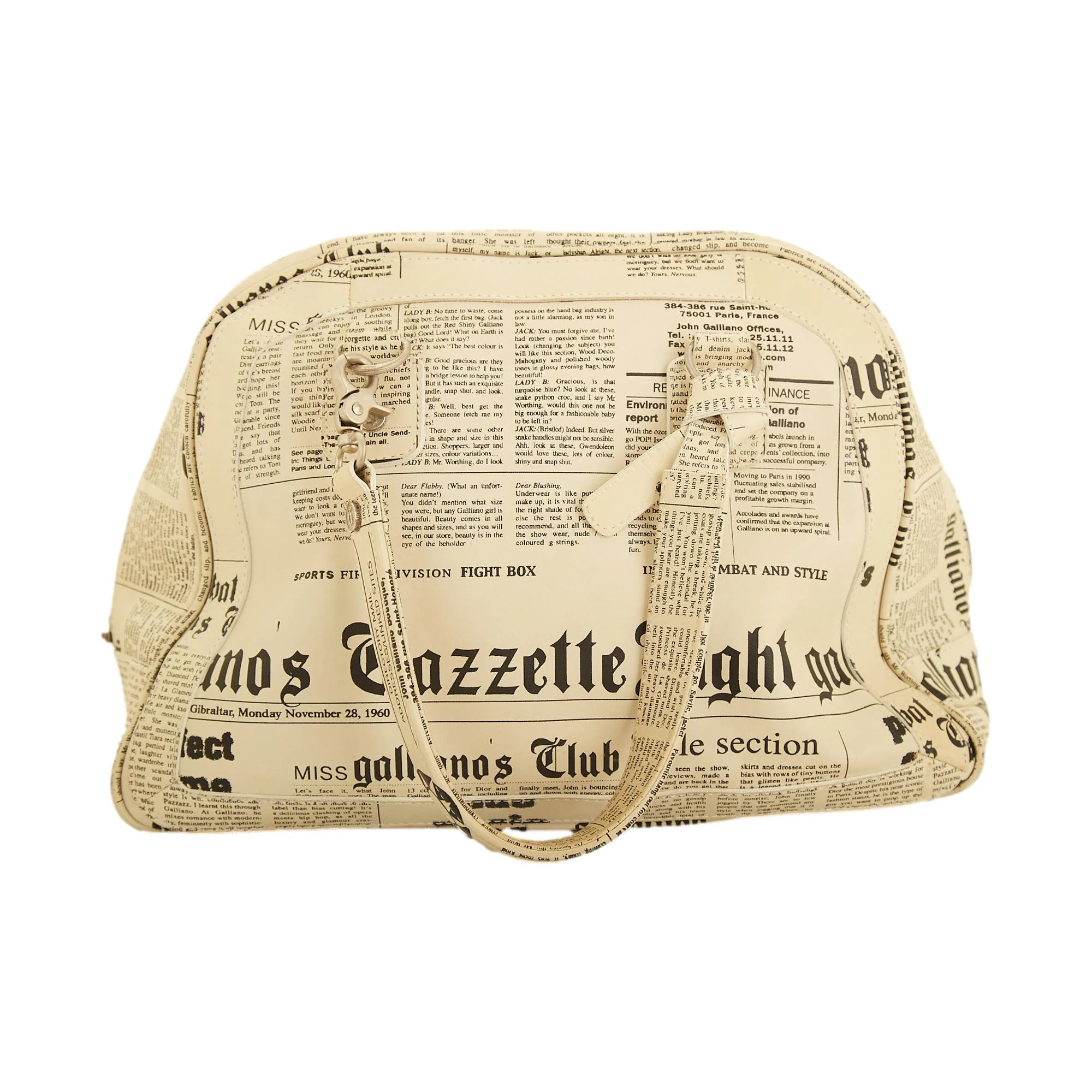 John Galliano Large  "Gazette" Newsprint Handbag - Image 2