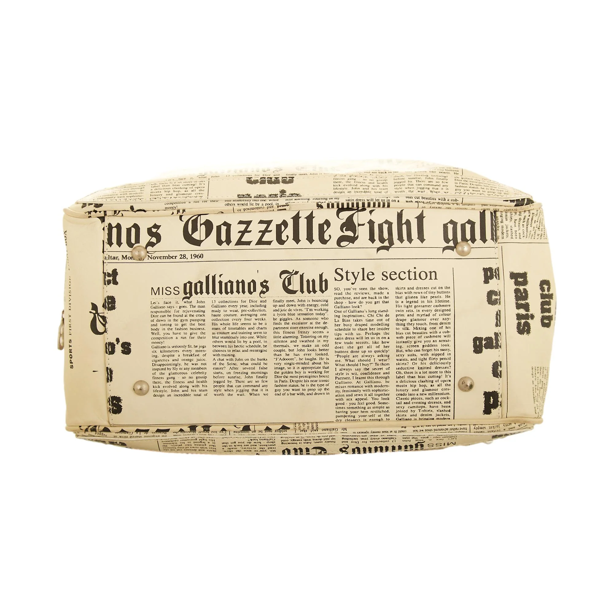 John Galliano Large  "Gazette" Newsprint Handbag - Image 5