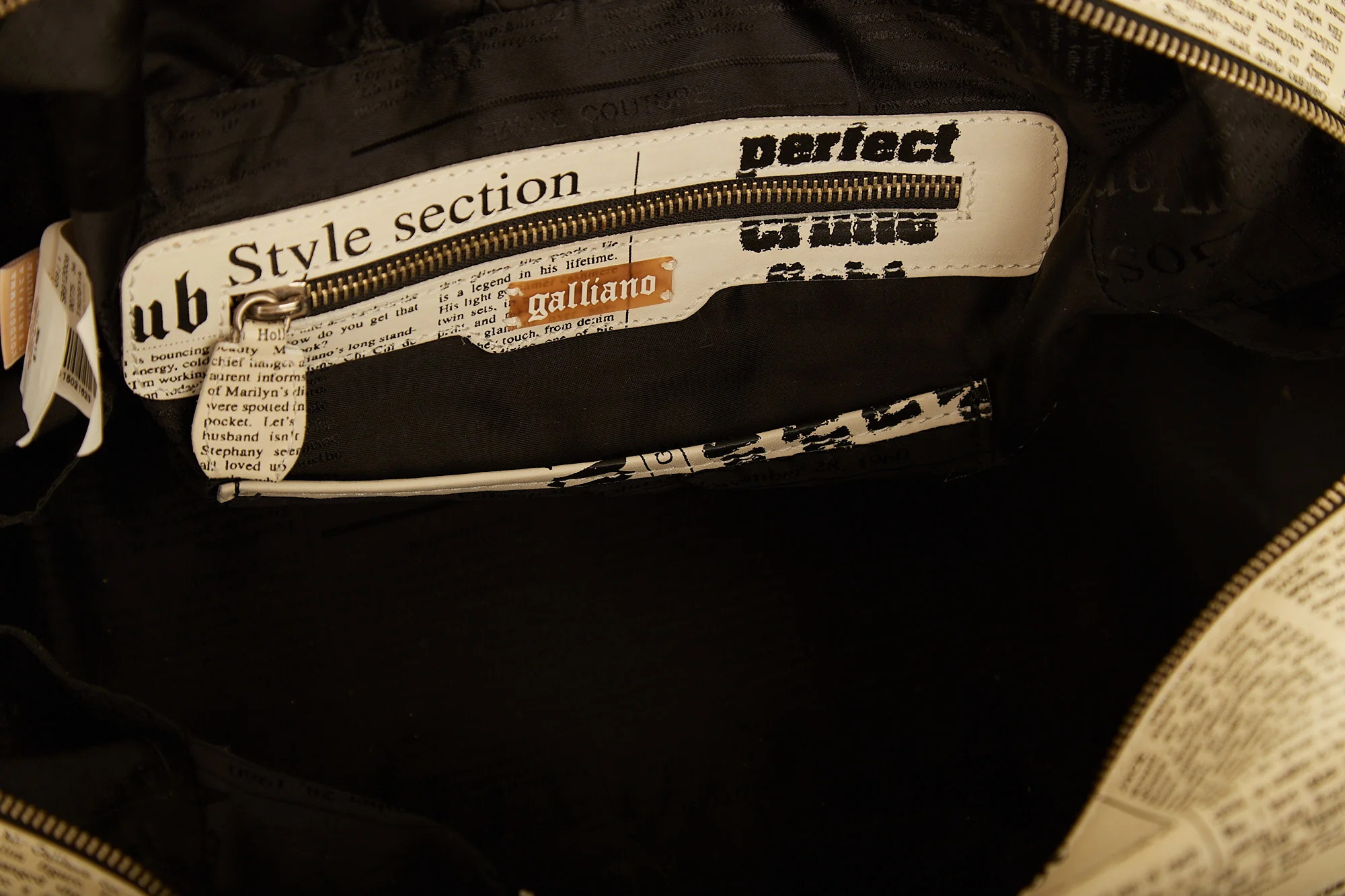 John Galliano Large  "Gazette" Newsprint Handbag - Image 6