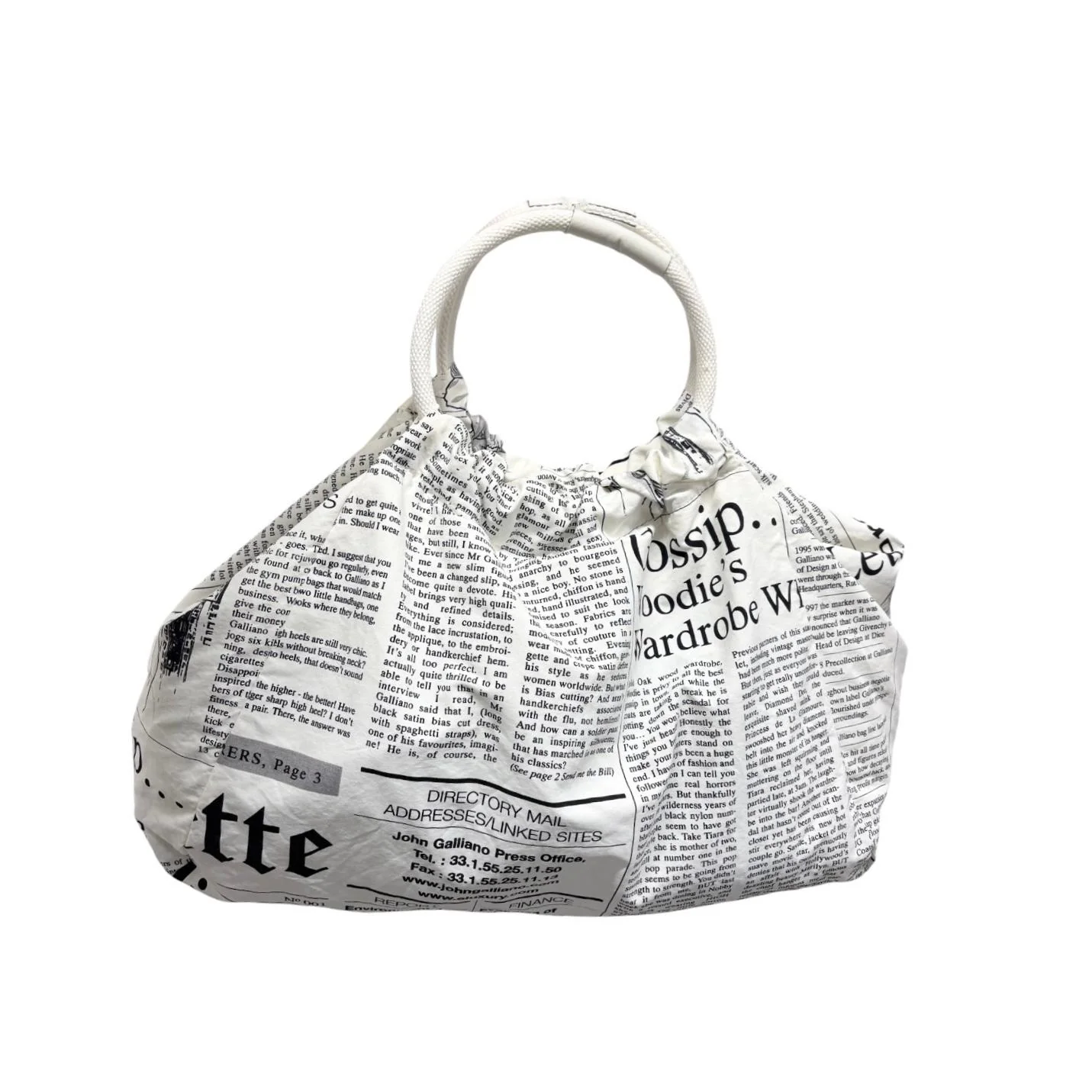 John Galliano Newsprint Ring Handle Bag - Image 2