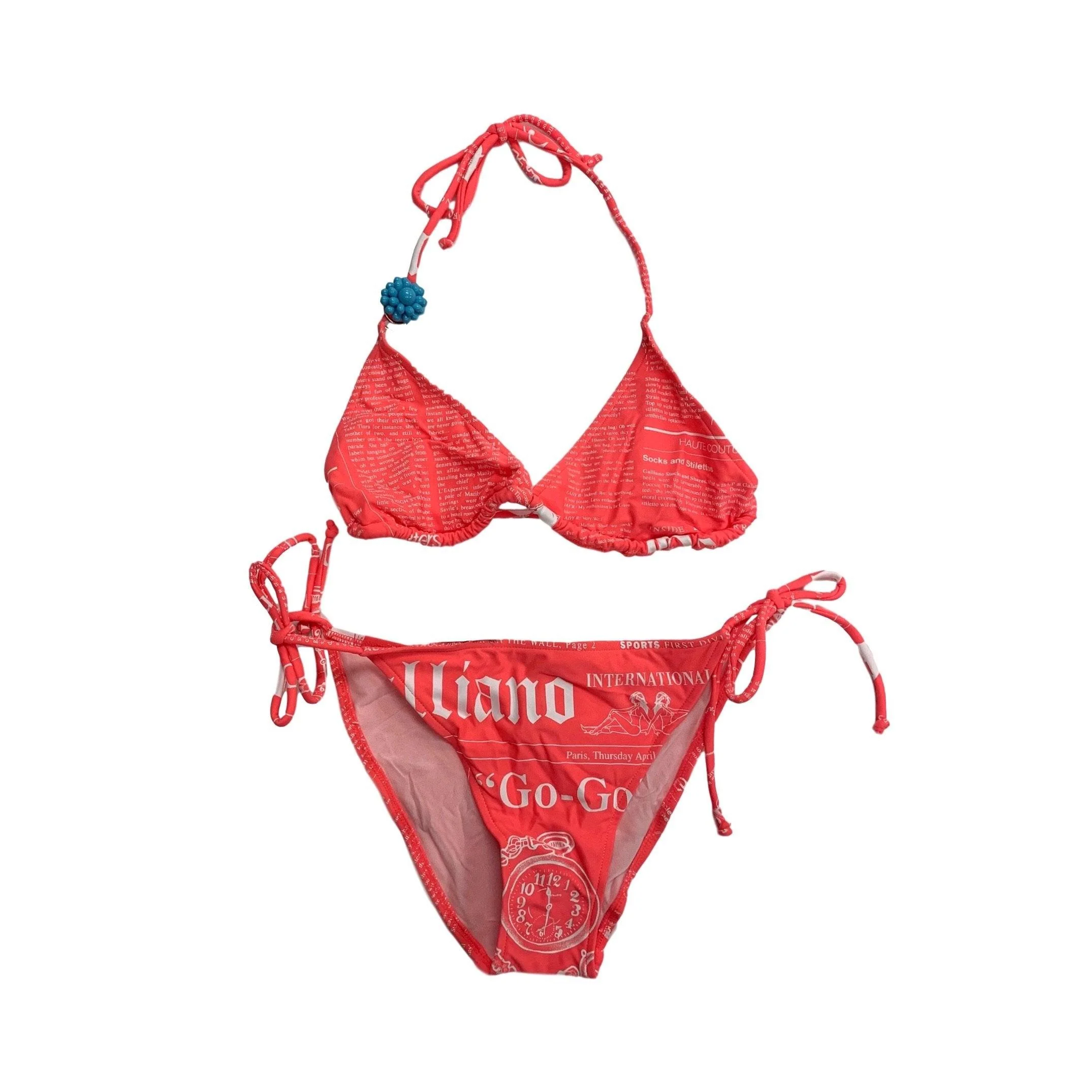 John Galliano Pink Newsprint Bikini