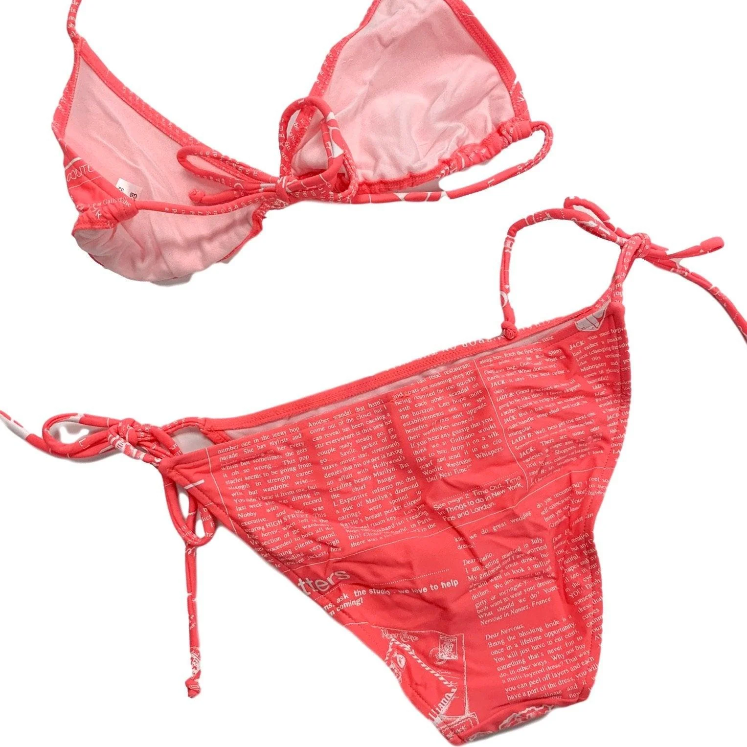 John Galliano Pink Newsprint Bikini - Image 2