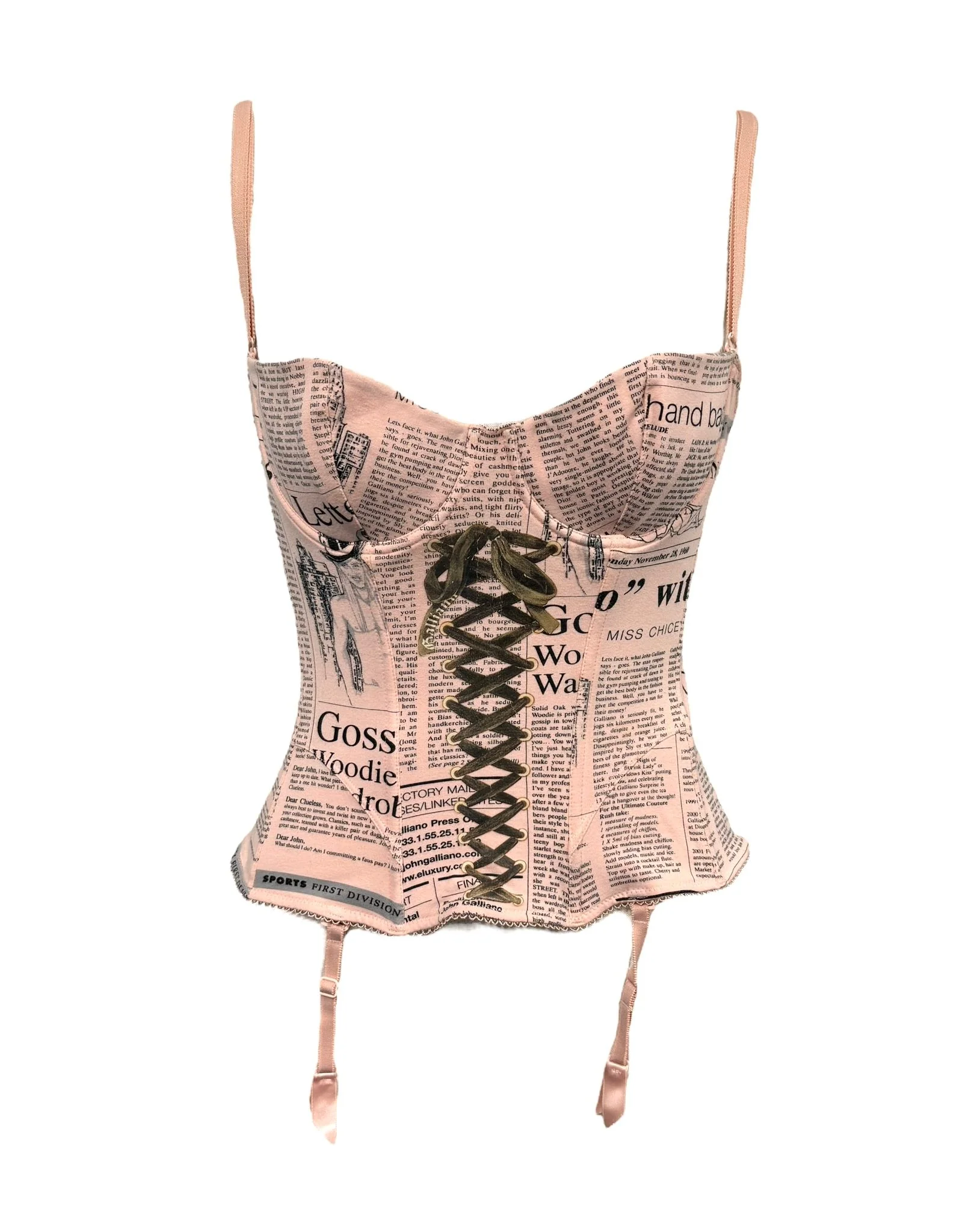 John Galliano Pink Newsprint Corset