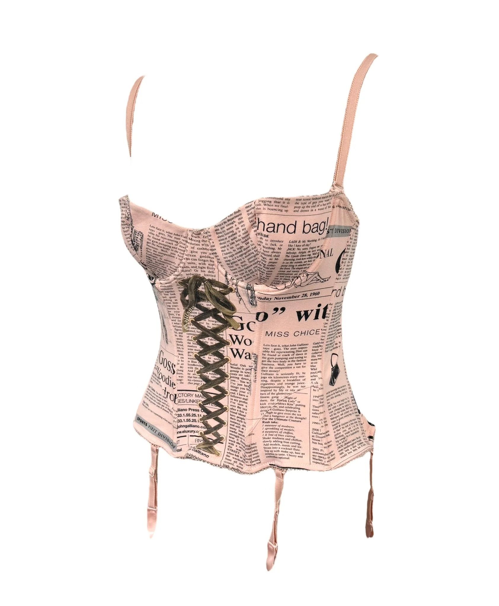 John Galliano Pink Newsprint Corset - Image 2
