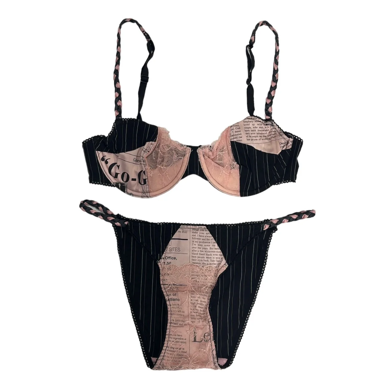 Galliano Pink Newsprint Lingerie Set