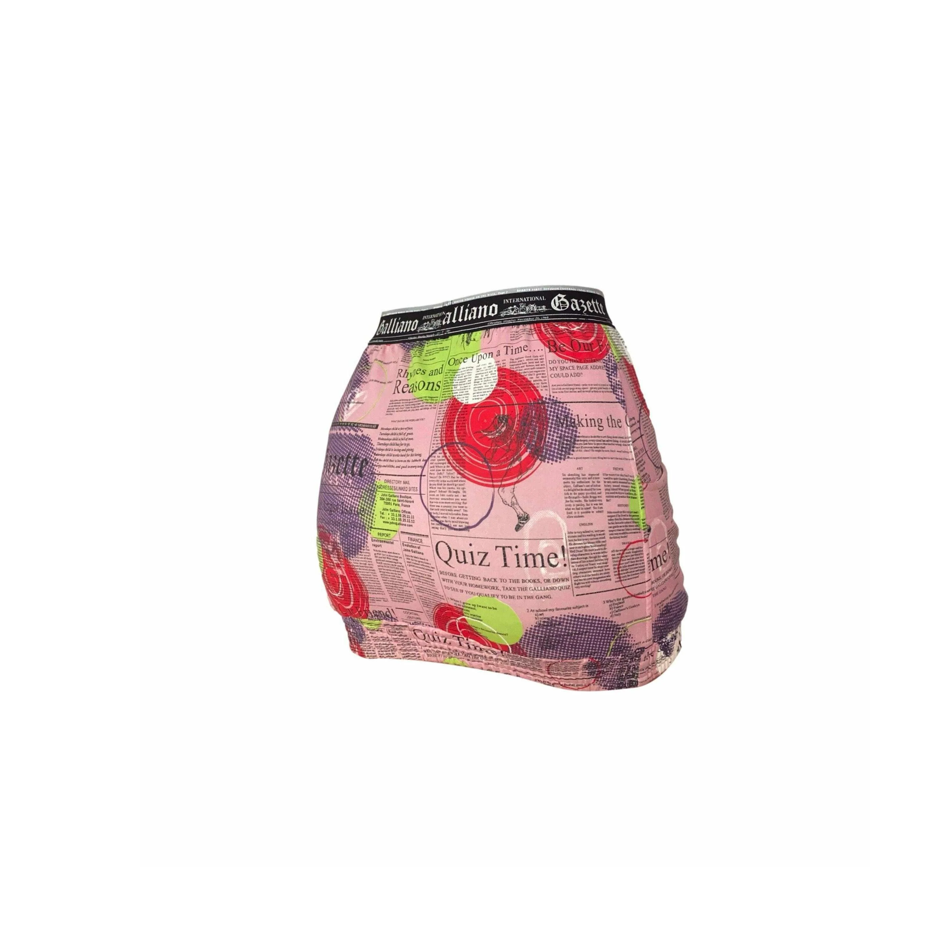 John Galliano Pink Newsprint Waistband Skirt - Image 2