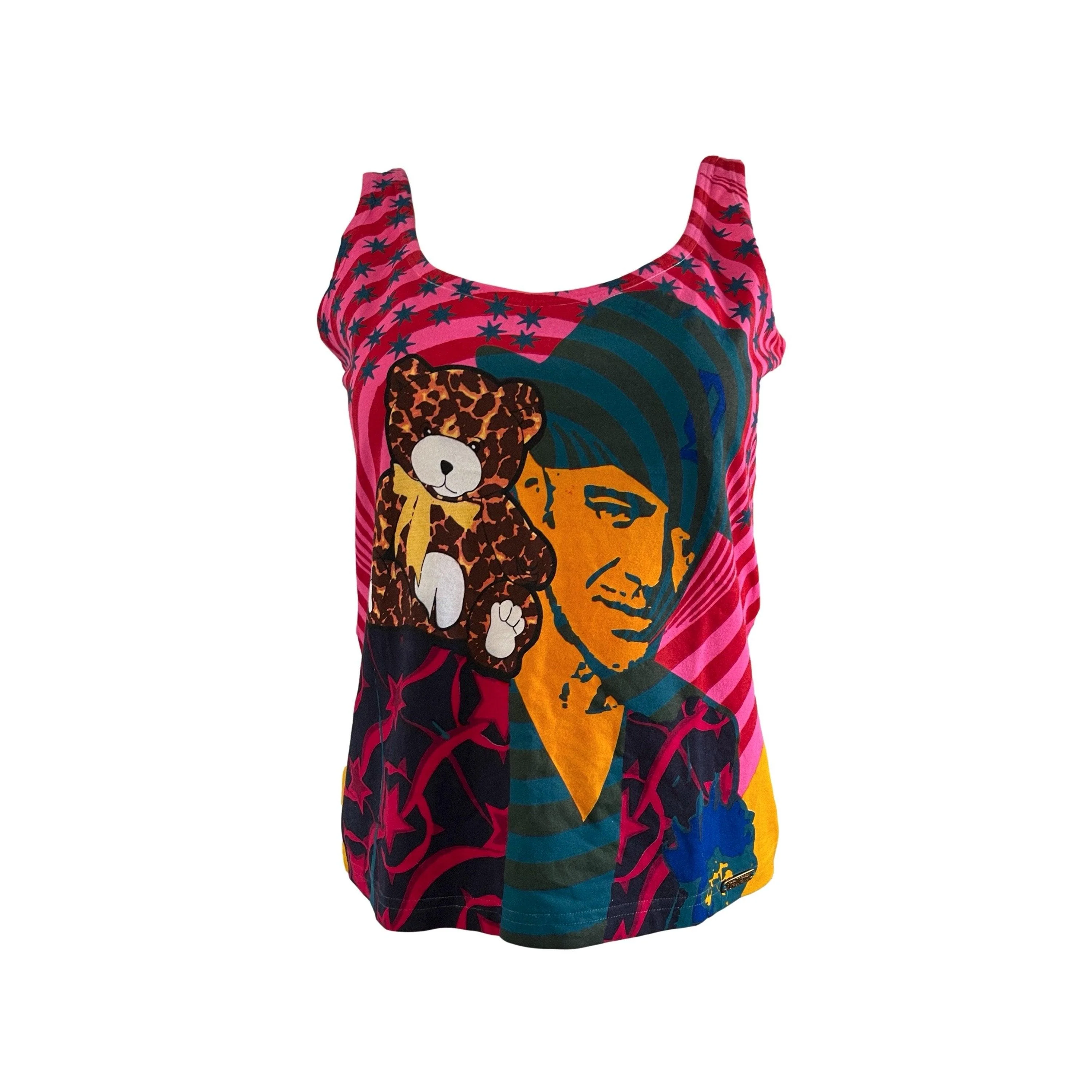 John Galliano Pink Print Tank Top
