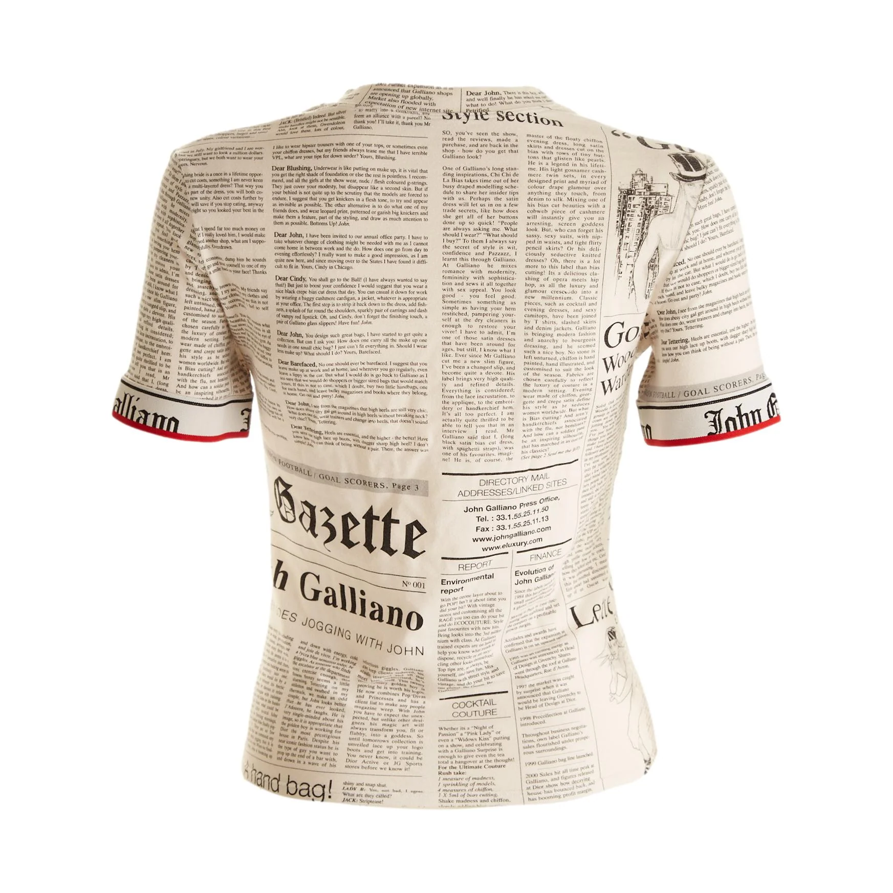 Galliano White News Print Top - Image 2
