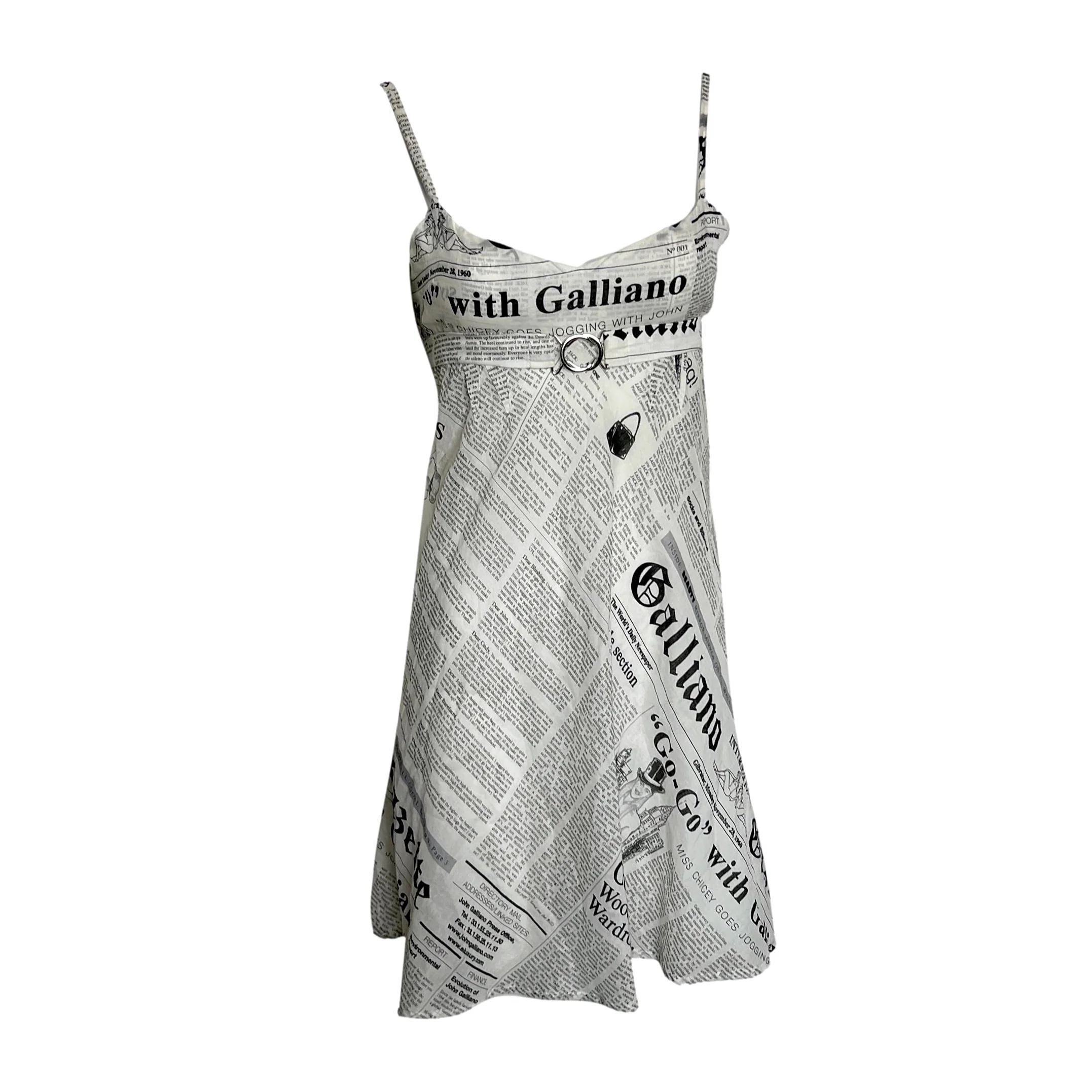 Galliano White Newsprint Dress