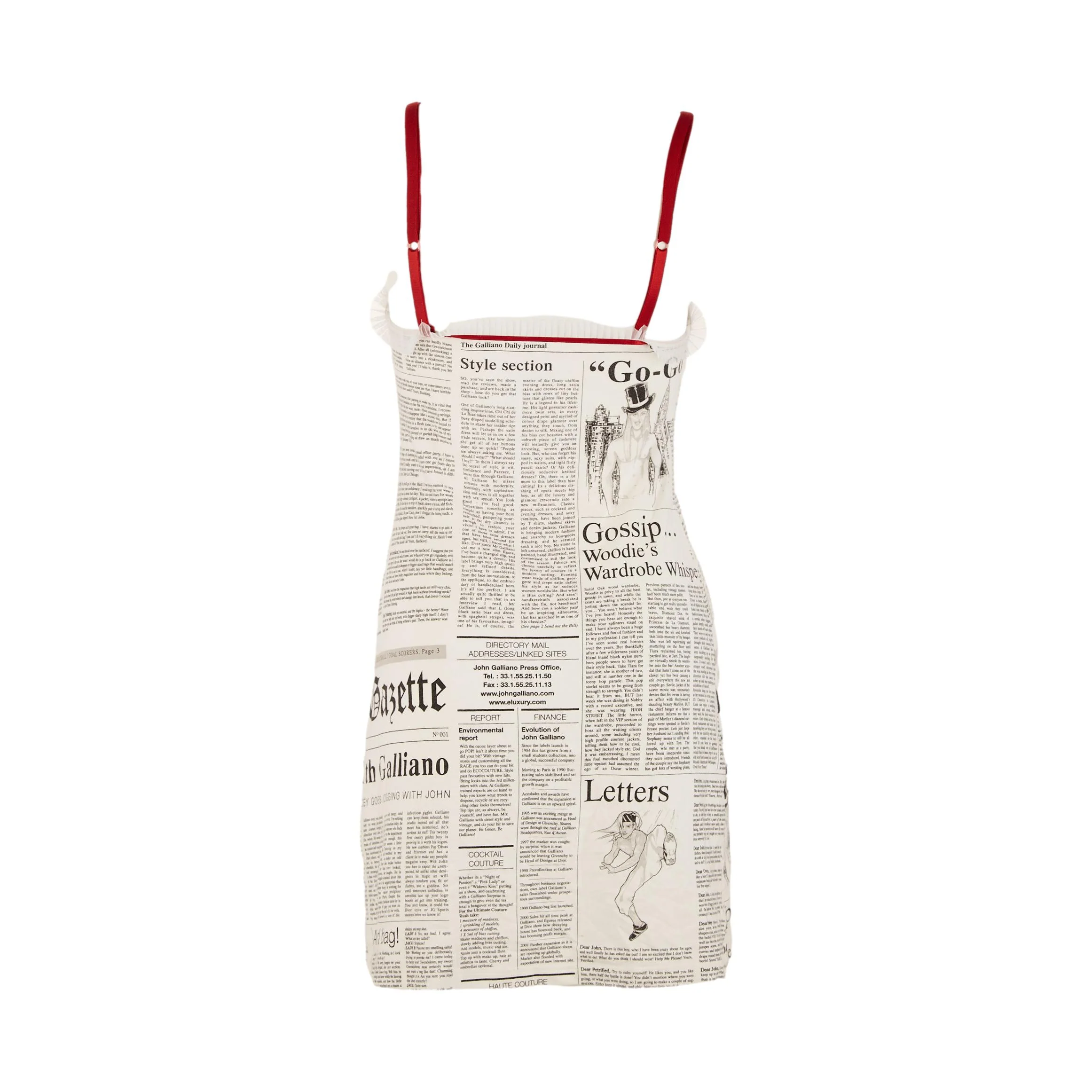 Galliano White Newsprint Dress - Image 2