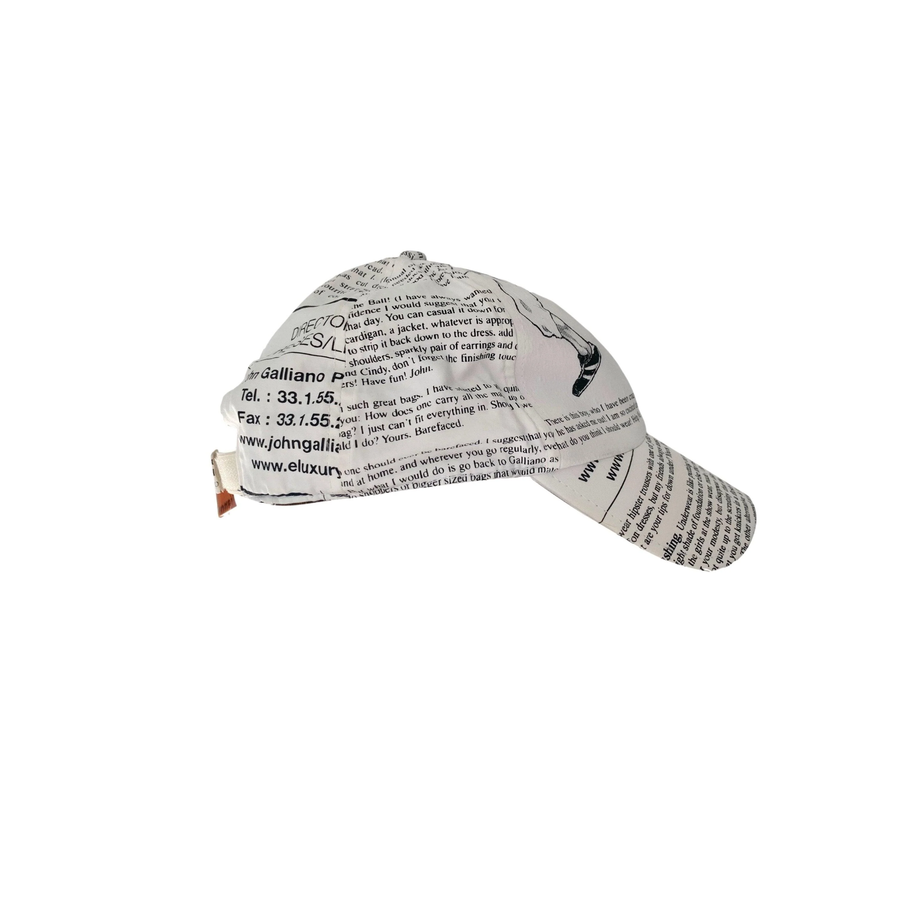John Galliano White Newsprint Hat