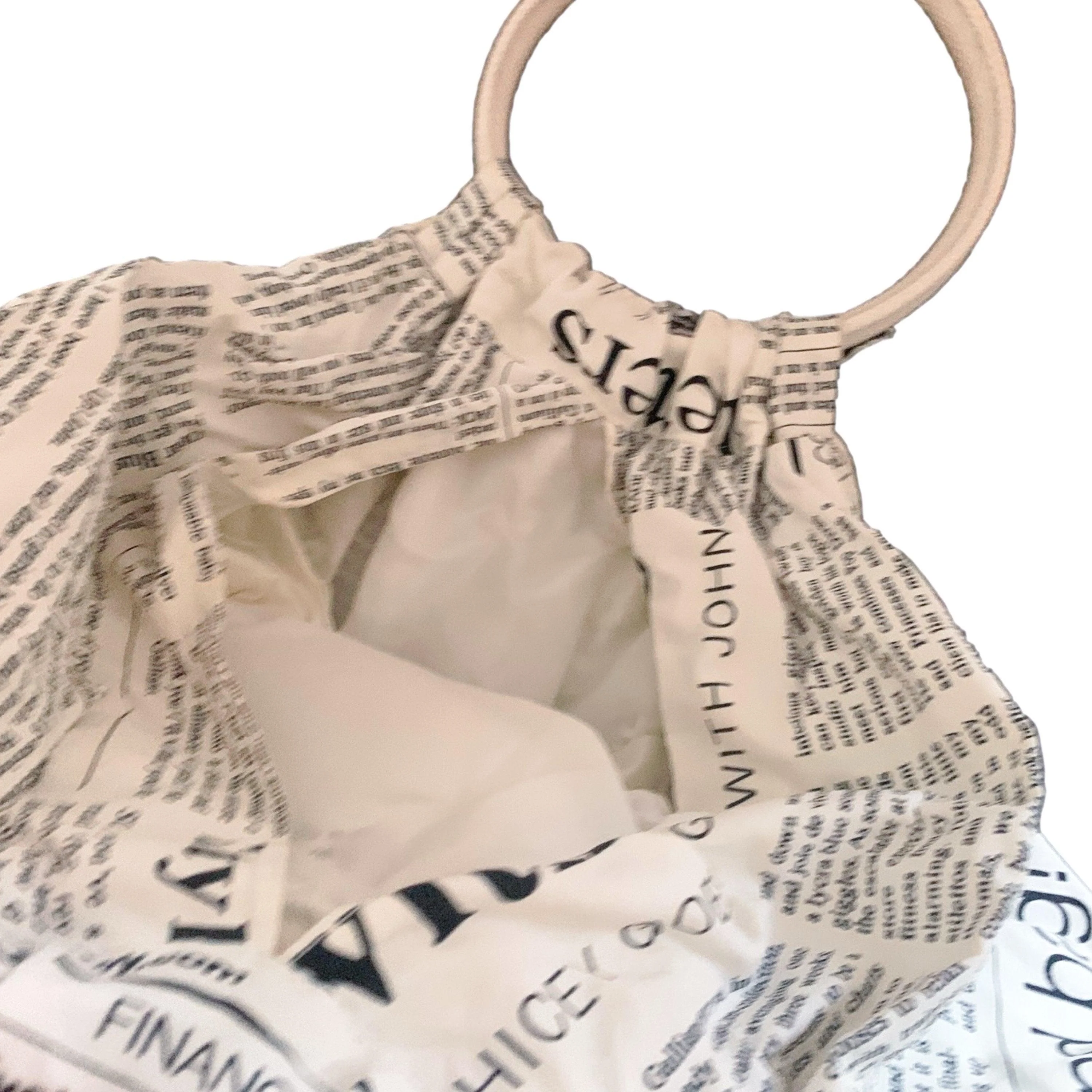 John Galliano White Newsprint Ring Handle Bag - Image 2