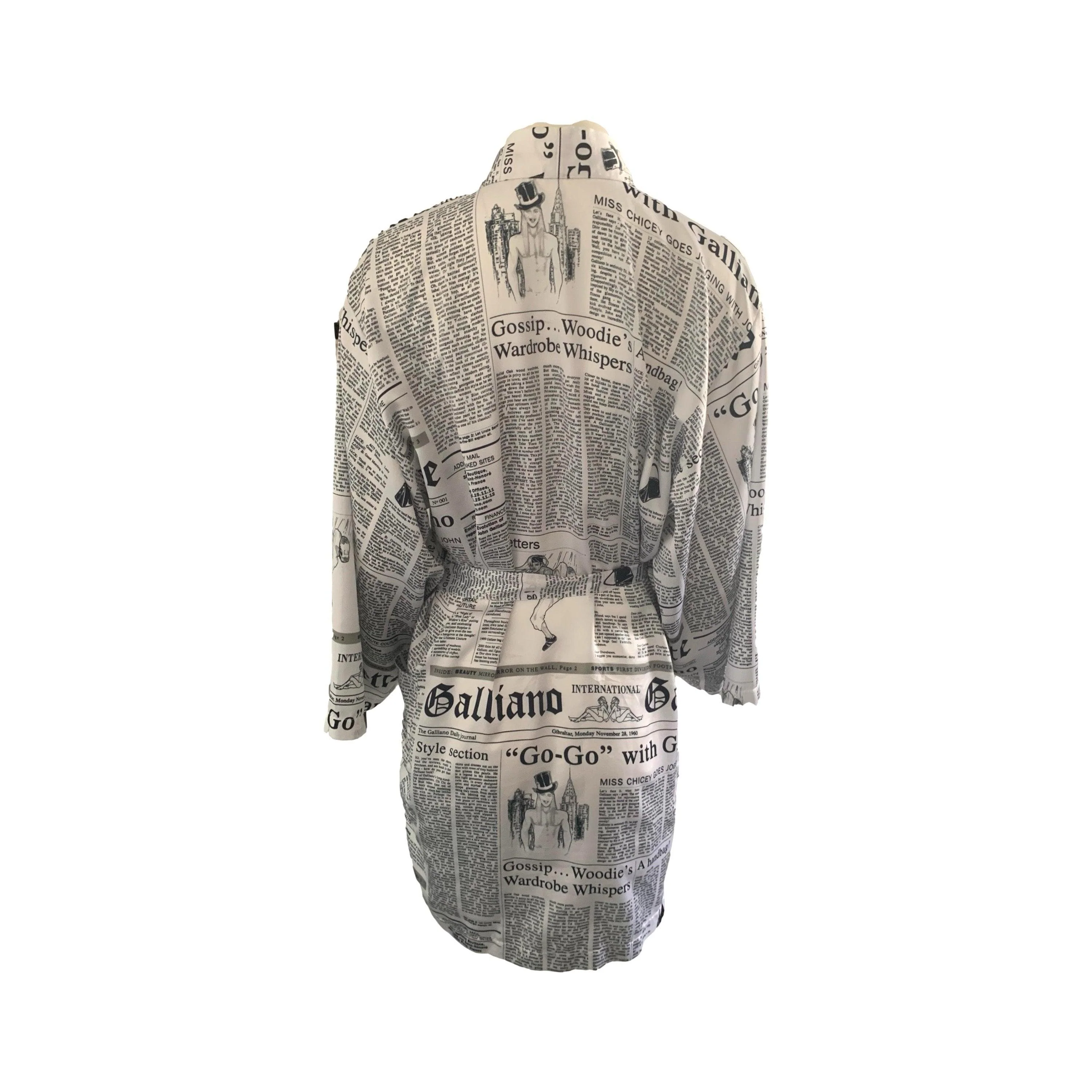 John Galliano White Newsprint Robe - Image 2
