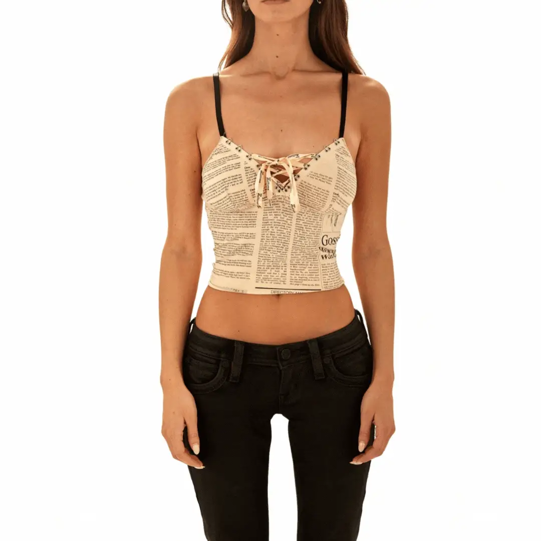 John Galliano Yellow Newsprint Tank Top