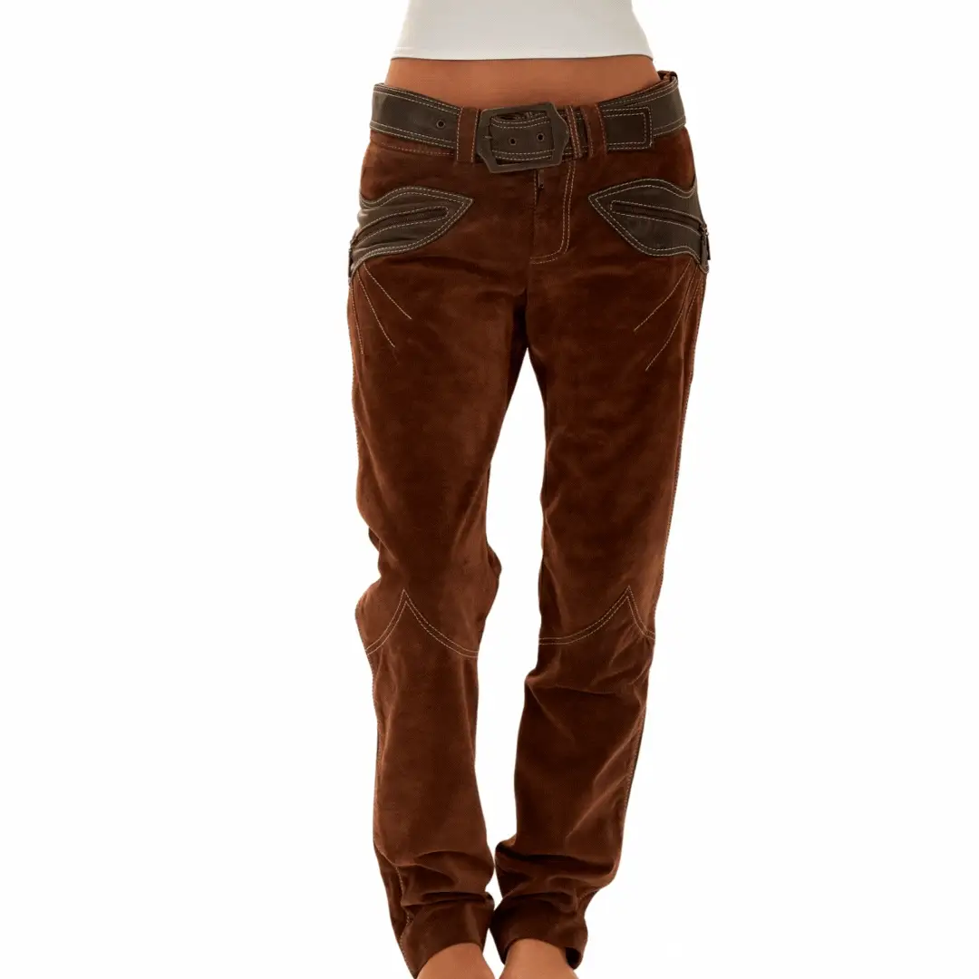 Just Cavalli Brown Suede Belted Pants - Image 5