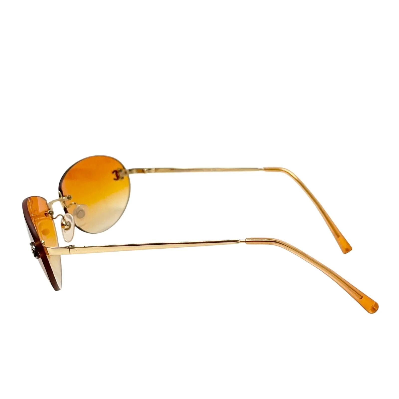 Chanel Orange Mini Rimless Sunglasses - Image 3