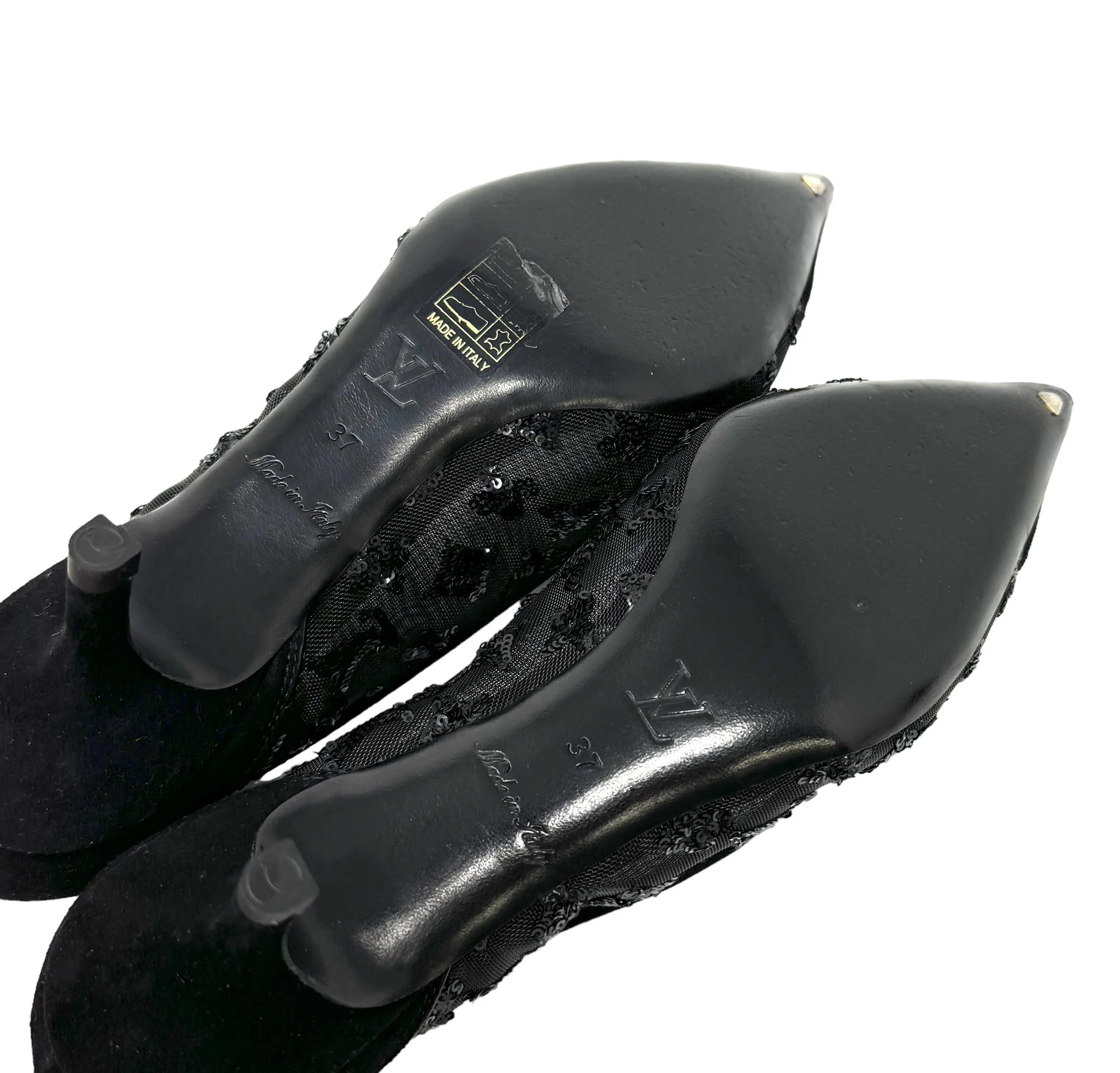 Louis Vuitton Black Logo Mesh Heels - Image 4
