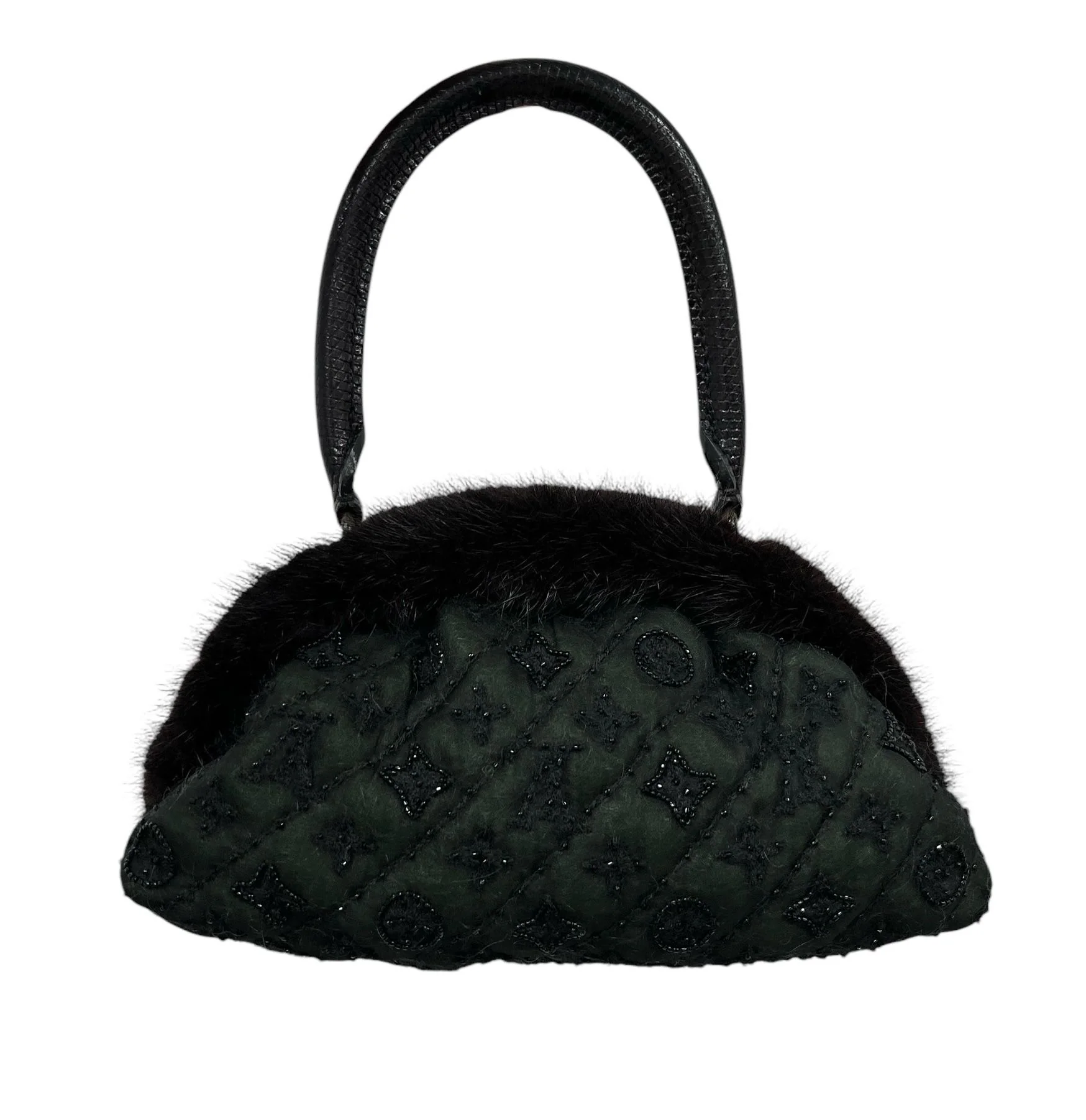 Louis Vuitton Black + Green Mink Top Handle Bag