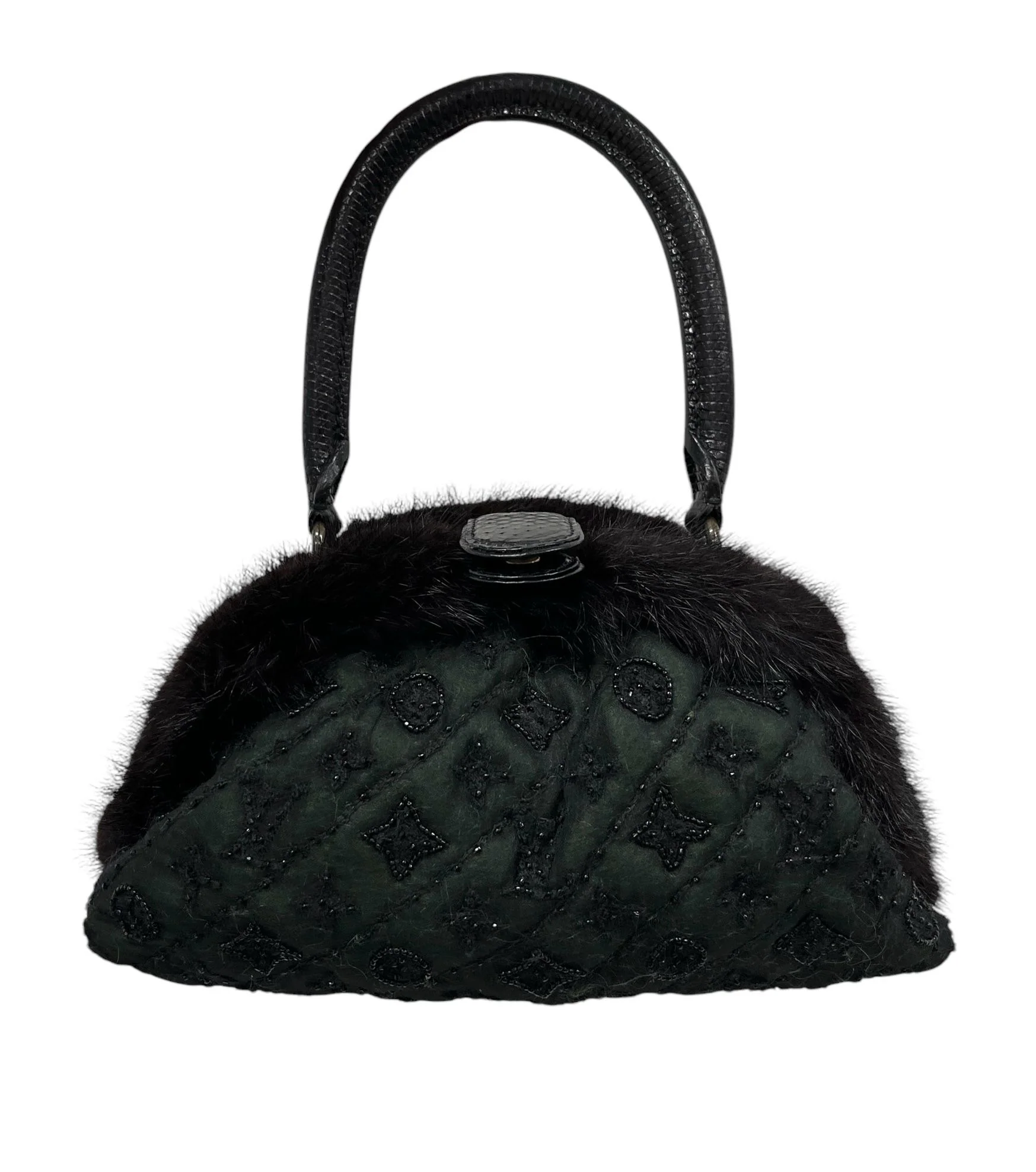 Louis Vuitton Black + Green Mink Top Handle Bag - Image 2