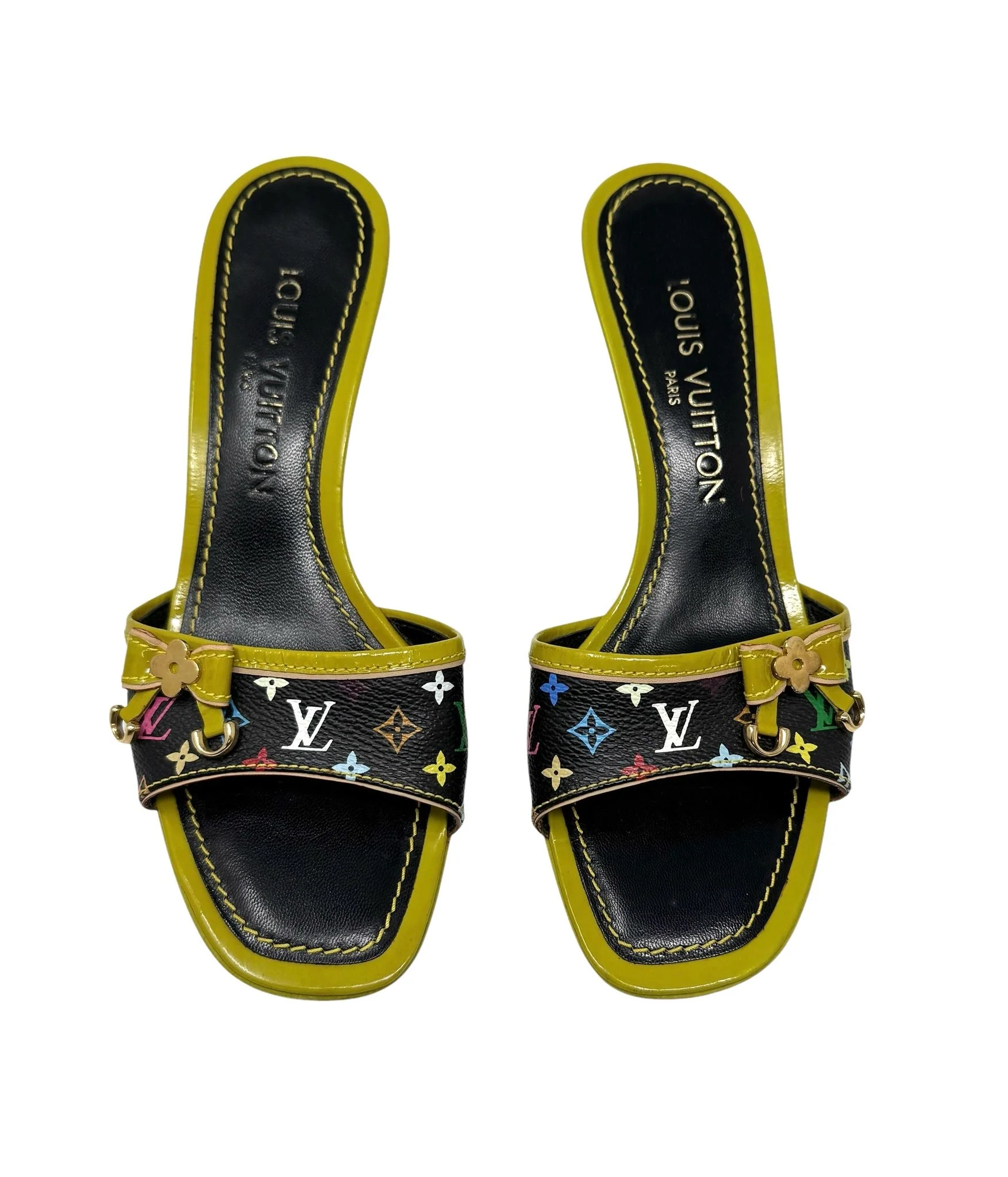 Louis Vuitton Black Multicolor Kitten Heels
