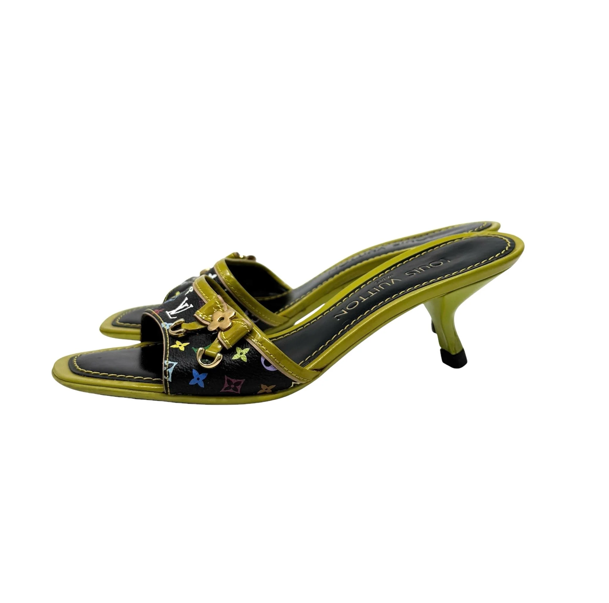 Louis Vuitton Black Multicolor Kitten Heels - Image 2