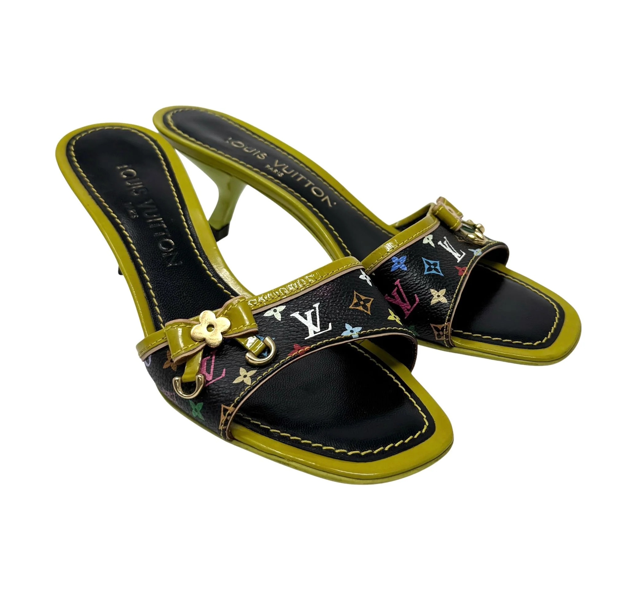 Louis Vuitton Black Multicolor Kitten Heels - Image 3