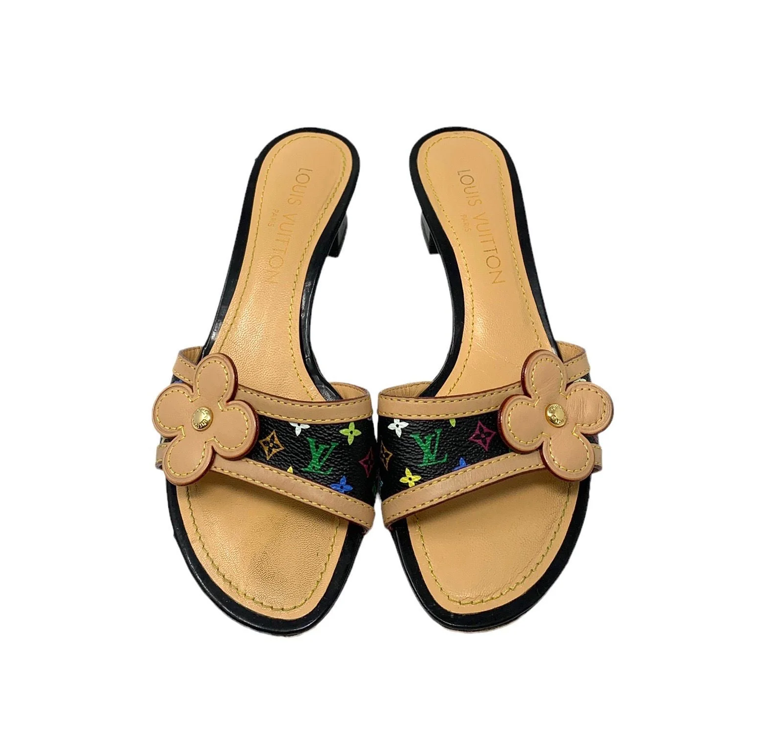 Louis Vuitton Black Multicolor Kitten Heels - Image 2