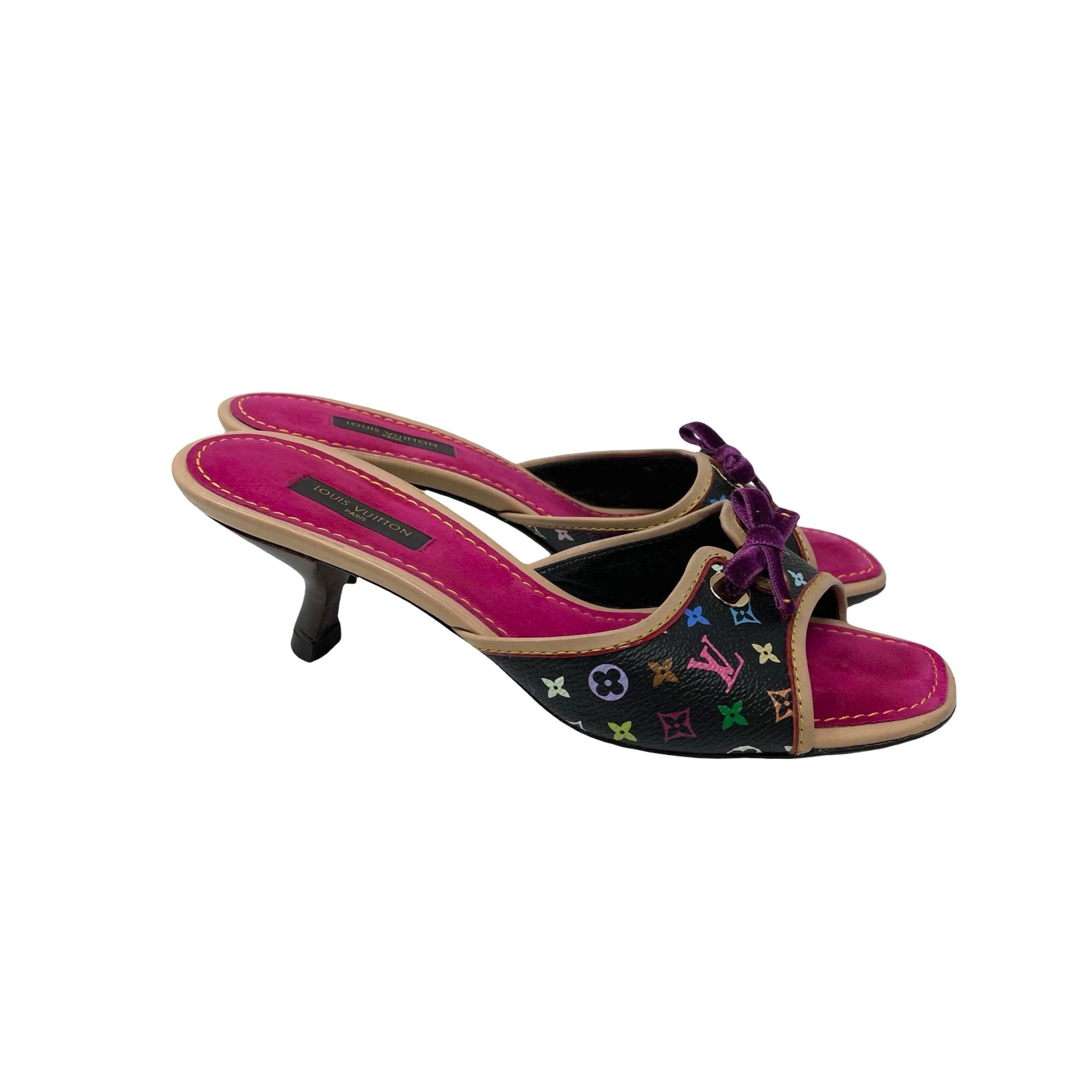 Louis Vuitton Black Multicolor Kitten Heels - Image 2